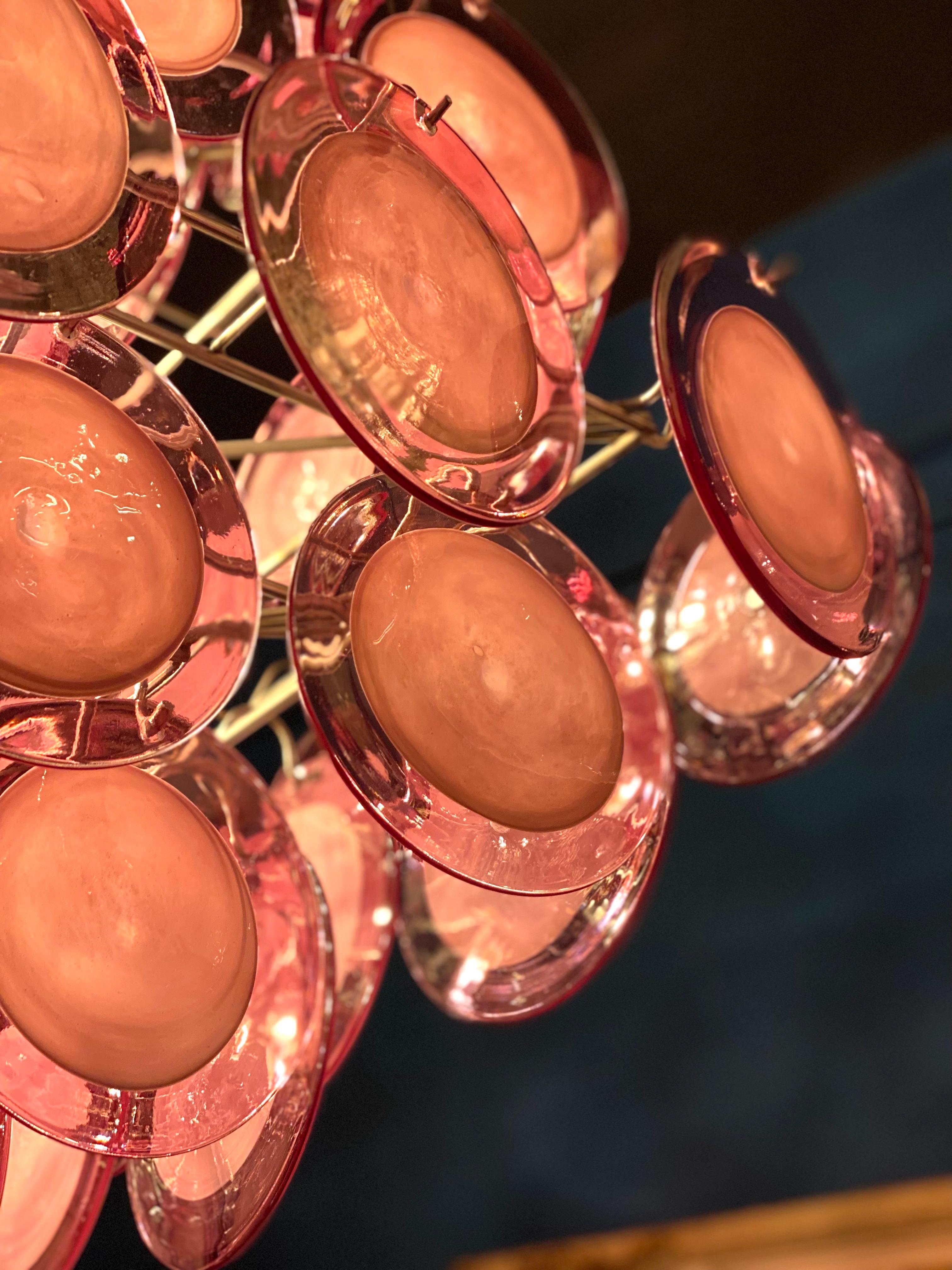 Majestic Purple Murano Glass Discs Chandelier In Excellent Condition For Sale In Rome, IT