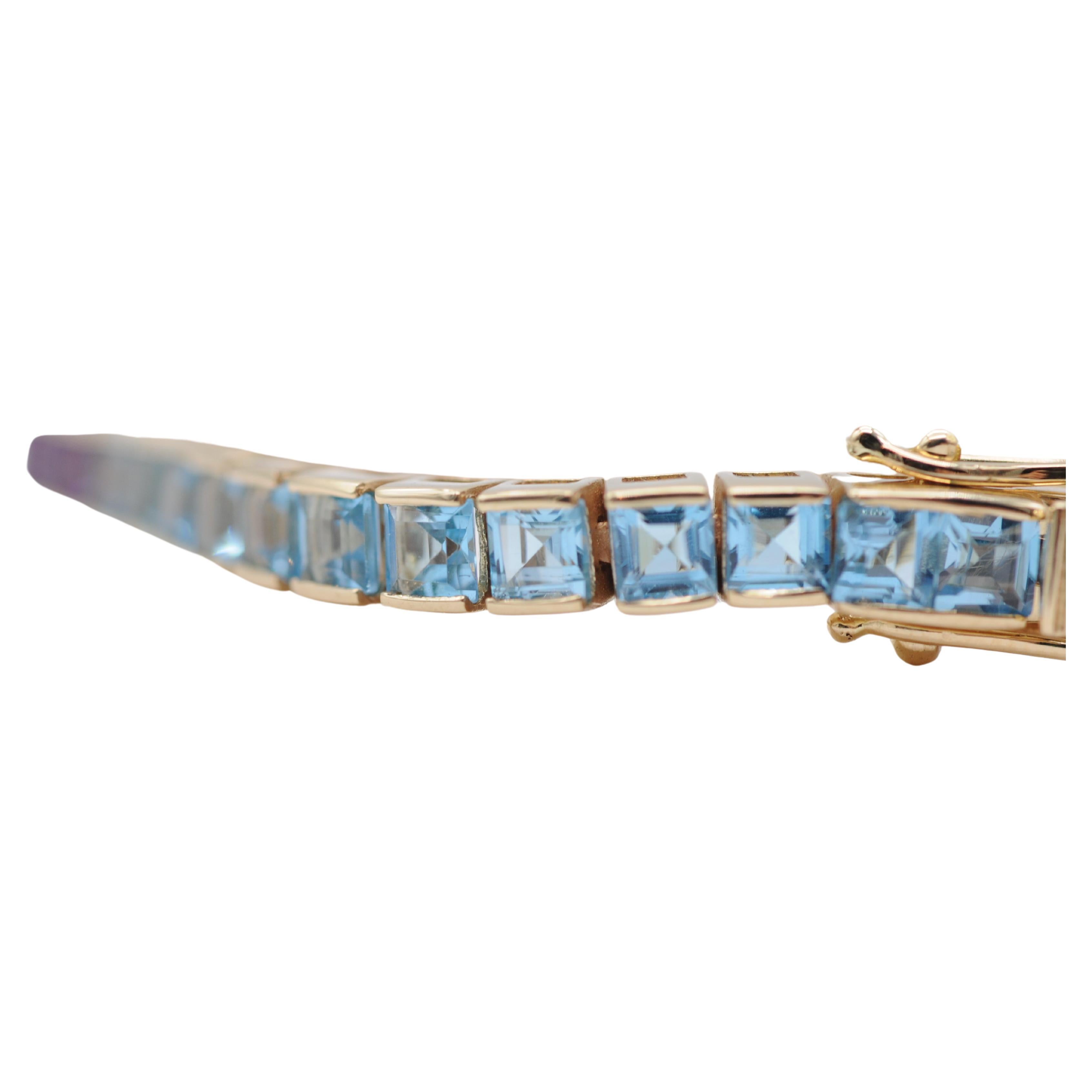 Majestätisches Regenbogen-Tennisarmband mit Edelsteinen aus 14k Gelbgold 2