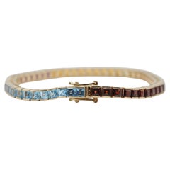Majestic Rainbow tennis bracelet with gemstones in 14k yellow gold