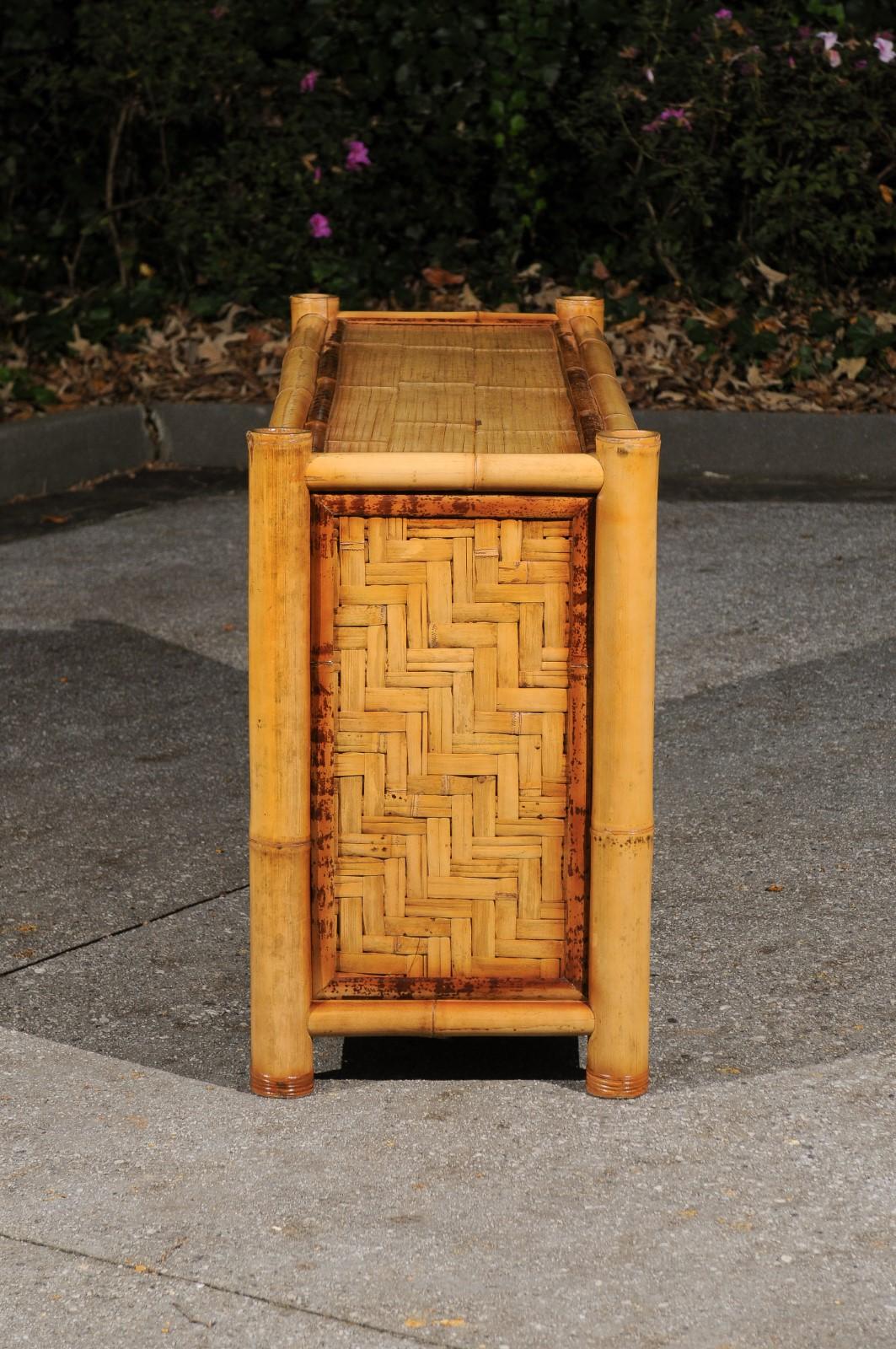 Majestic Restored Bamboo Pagoda Commode by Budji Layug, circa 1980 In Excellent Condition For Sale In Atlanta, GA
