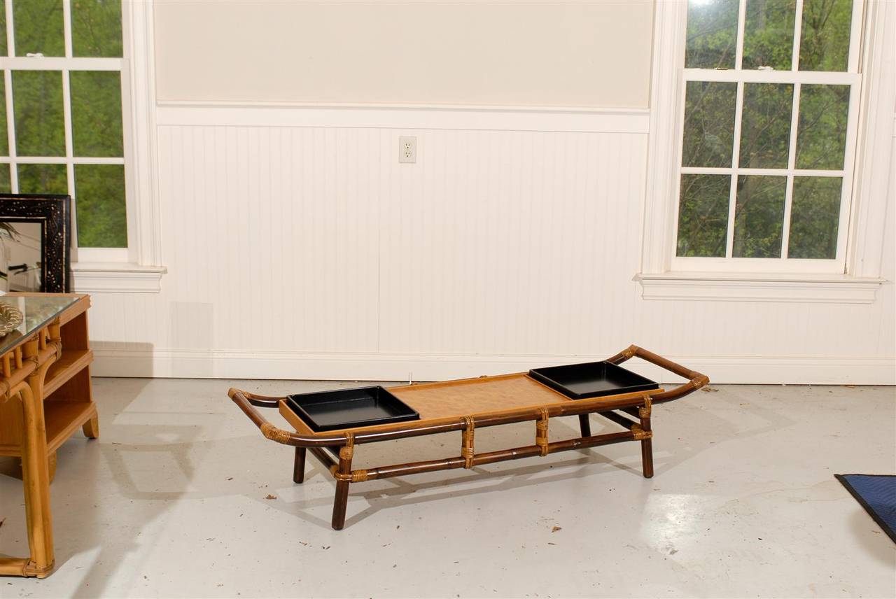 Mid-Century Modern Majestic Restored Pagoda Coffee Table or Bench by John Wisner, circa 1954 For Sale