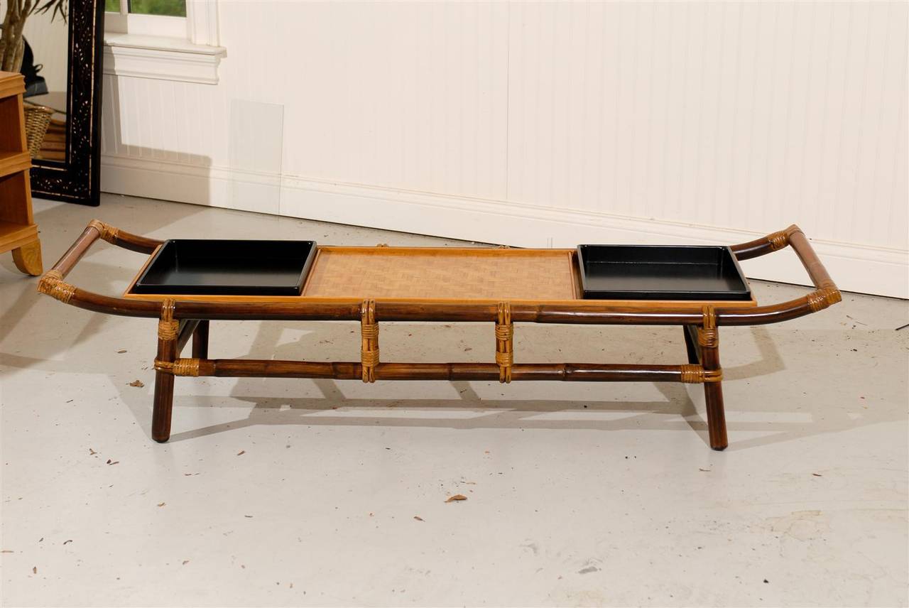 American Majestic Restored Pagoda Coffee Table or Bench by John Wisner, circa 1954 For Sale