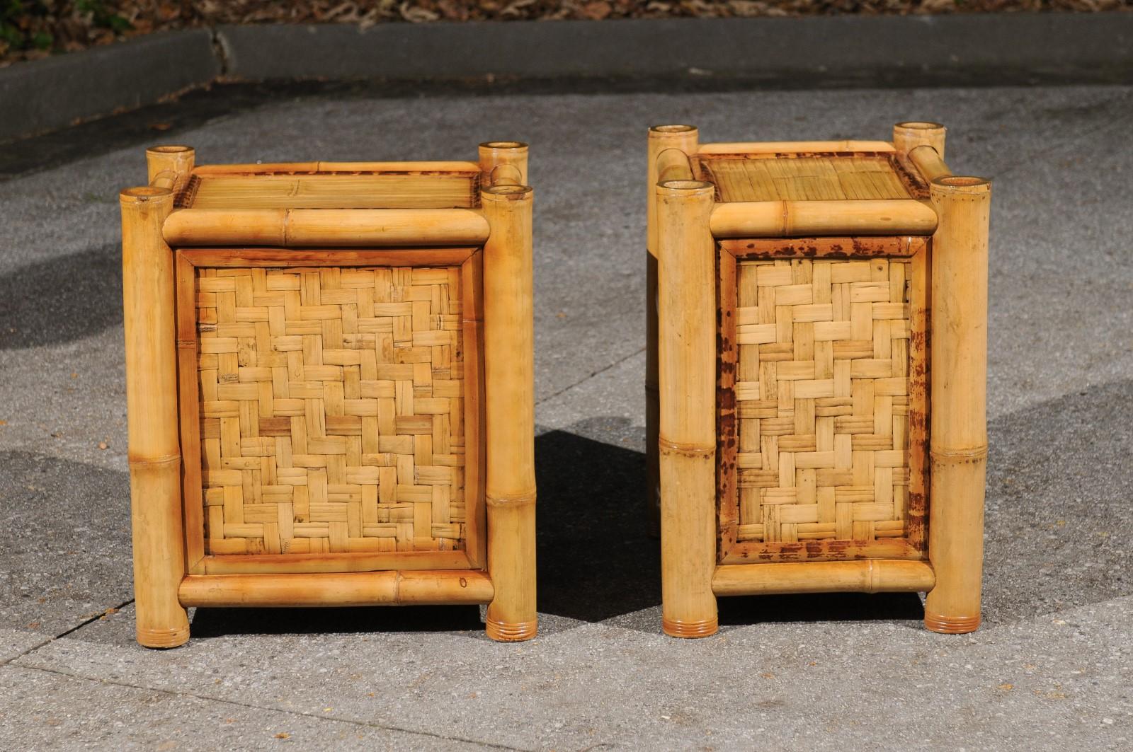 Majestic Restored Pair of Bamboo Pagoda Small Chests by Budji Layug, circa 1980 For Sale 2