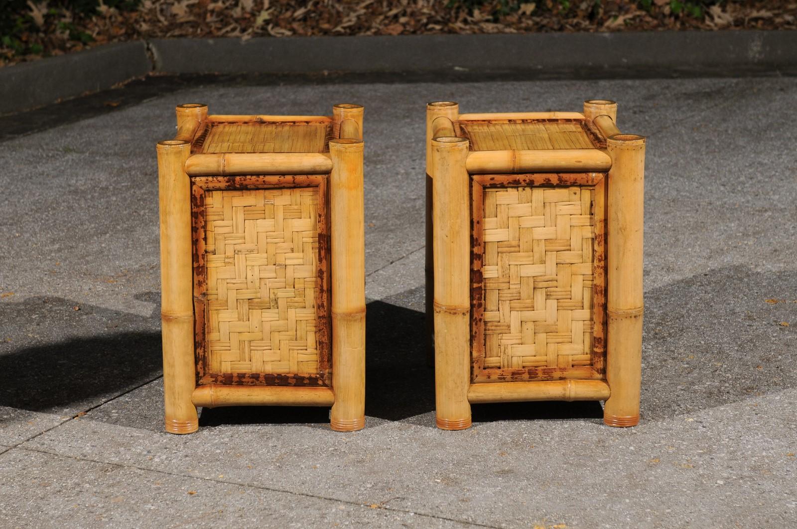 Majestic Restored Pair of Bamboo Pagoda Small Chests by Budji Layug, circa 1980 For Sale 3