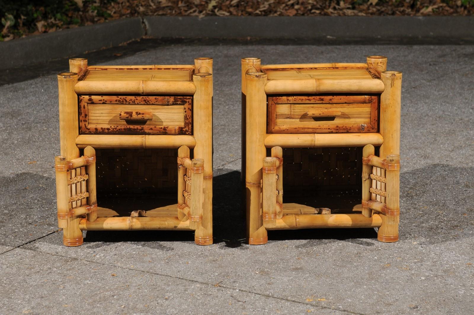 Majestic Restored Pair of Bamboo Pagoda Small Chests by Budji Layug, circa 1980 For Sale 5