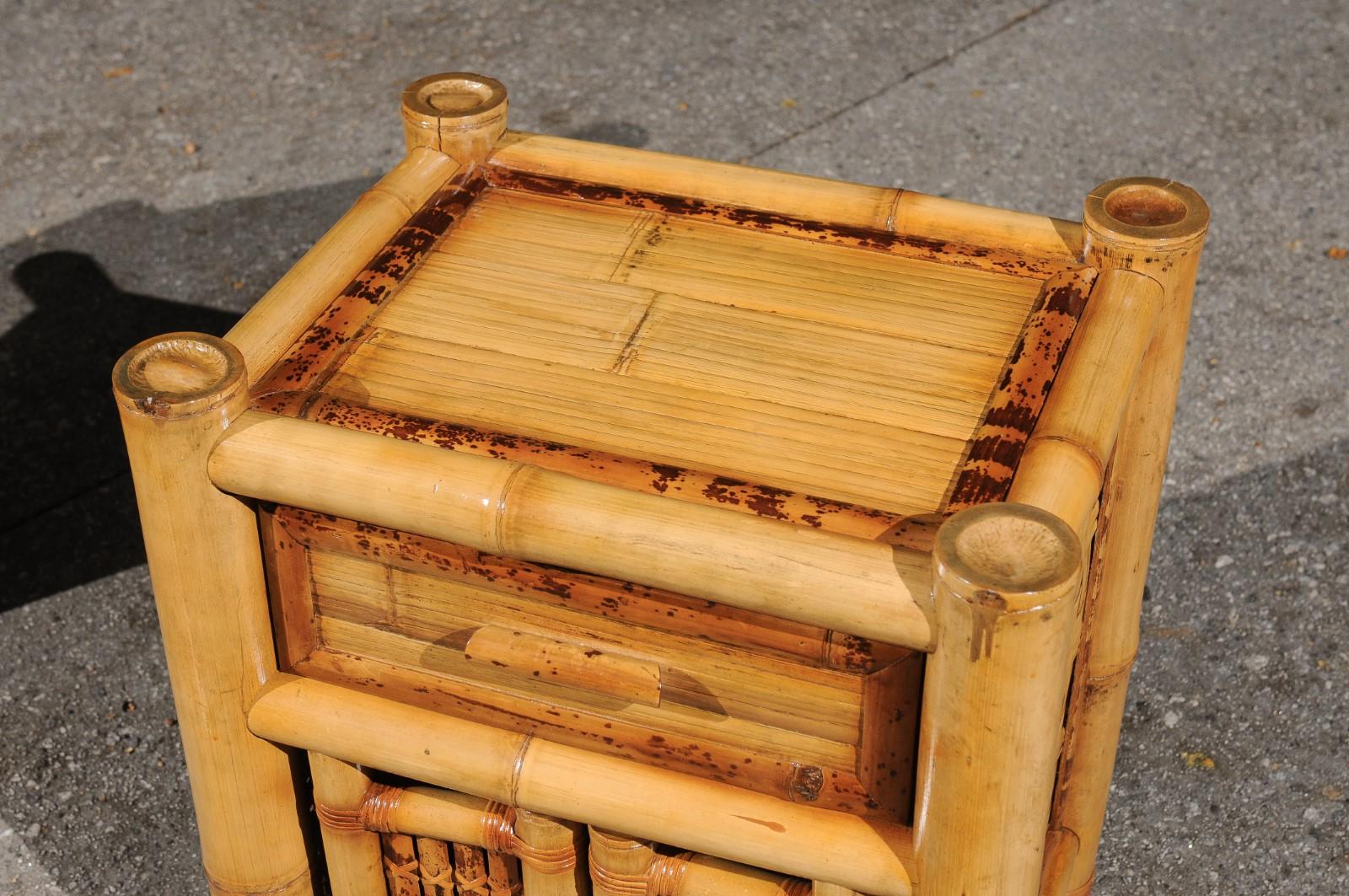 Majestic Restored Pair of Bamboo Pagoda Small Chests by Budji Layug, circa 1980 For Sale 9