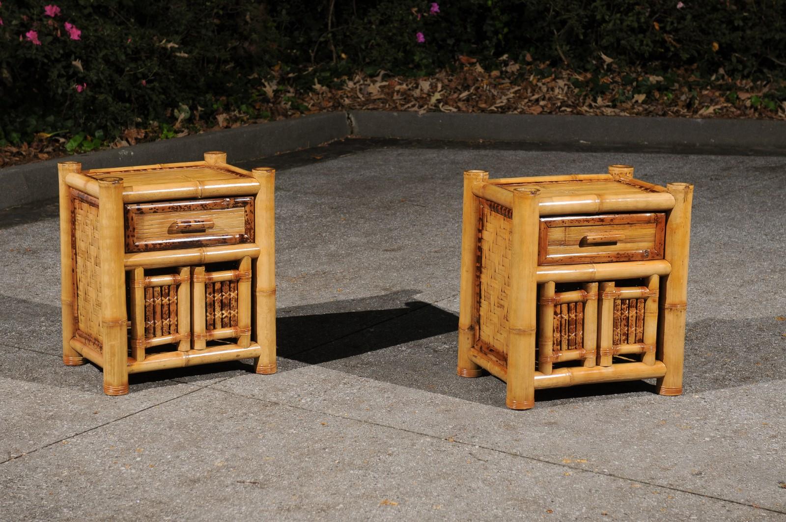 Majestic Restored Pair of Bamboo Pagoda Small Chests by Budji Layug, circa 1980 For Sale 11
