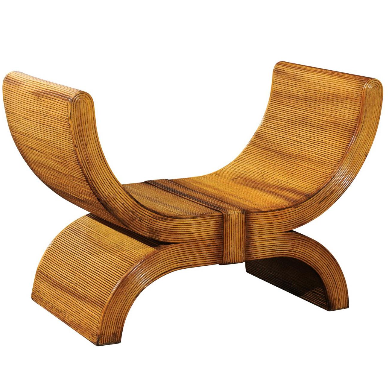 Majestuoso Asiento Emperador de ratán restaurado de Betty Cobonpue, hacia 1980