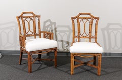 Majestic Restored Set of 8 Pagoda Style High Back Dining Chairs by Ficks Reed