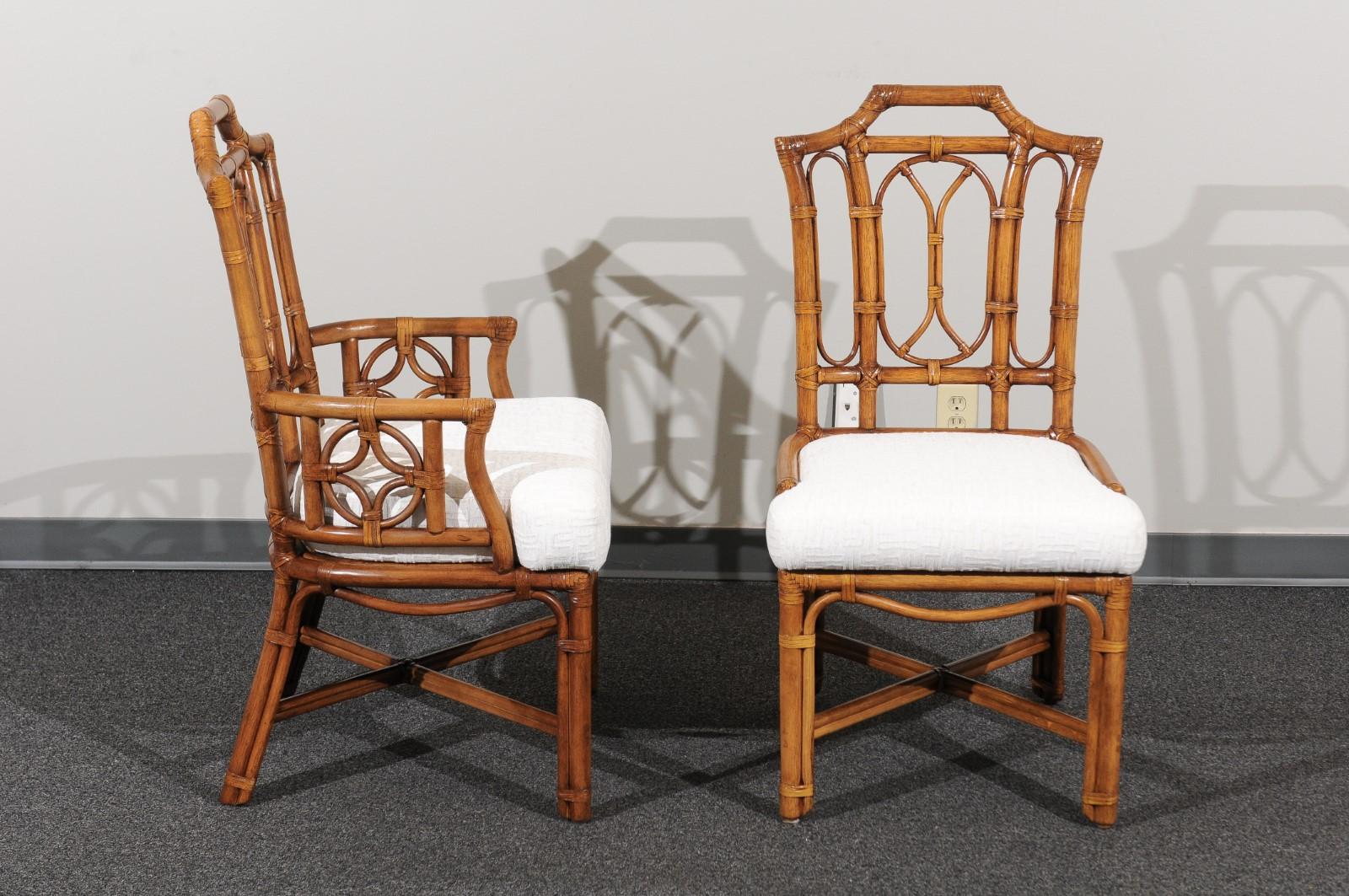 Organic Modern Majestic Restored Set of 8 Pagoda Style High Back Dining Chairs by Ficks Reed
