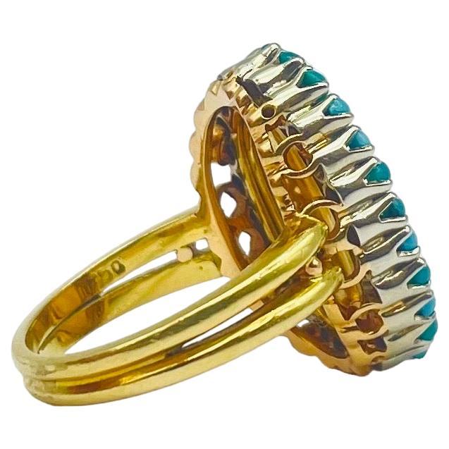 Women's or Men's majestic ring with flower in 14k yellow gold For Sale