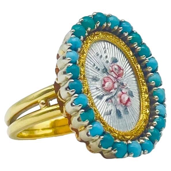 majestic ring with flower in 14k yellow gold For Sale