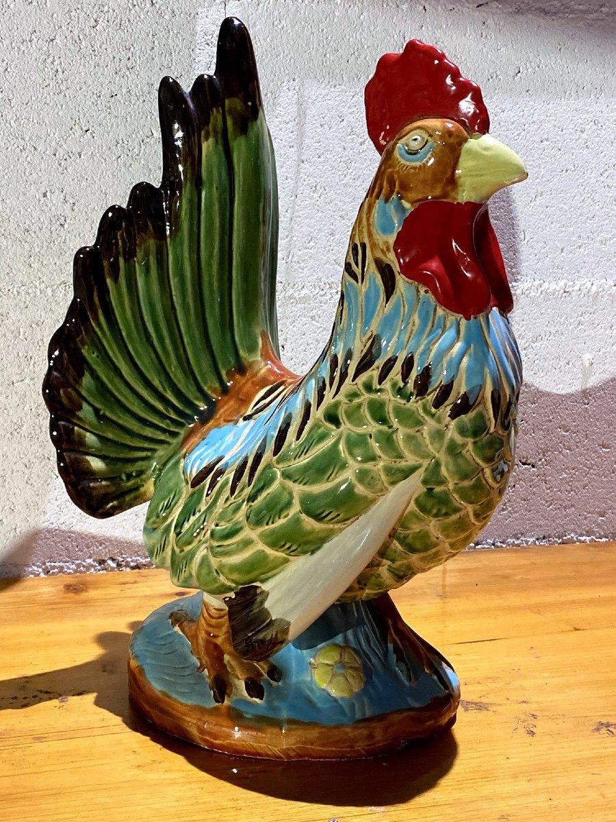 Majestic Rooster in Barbotine, Early 20th Century For Sale 2