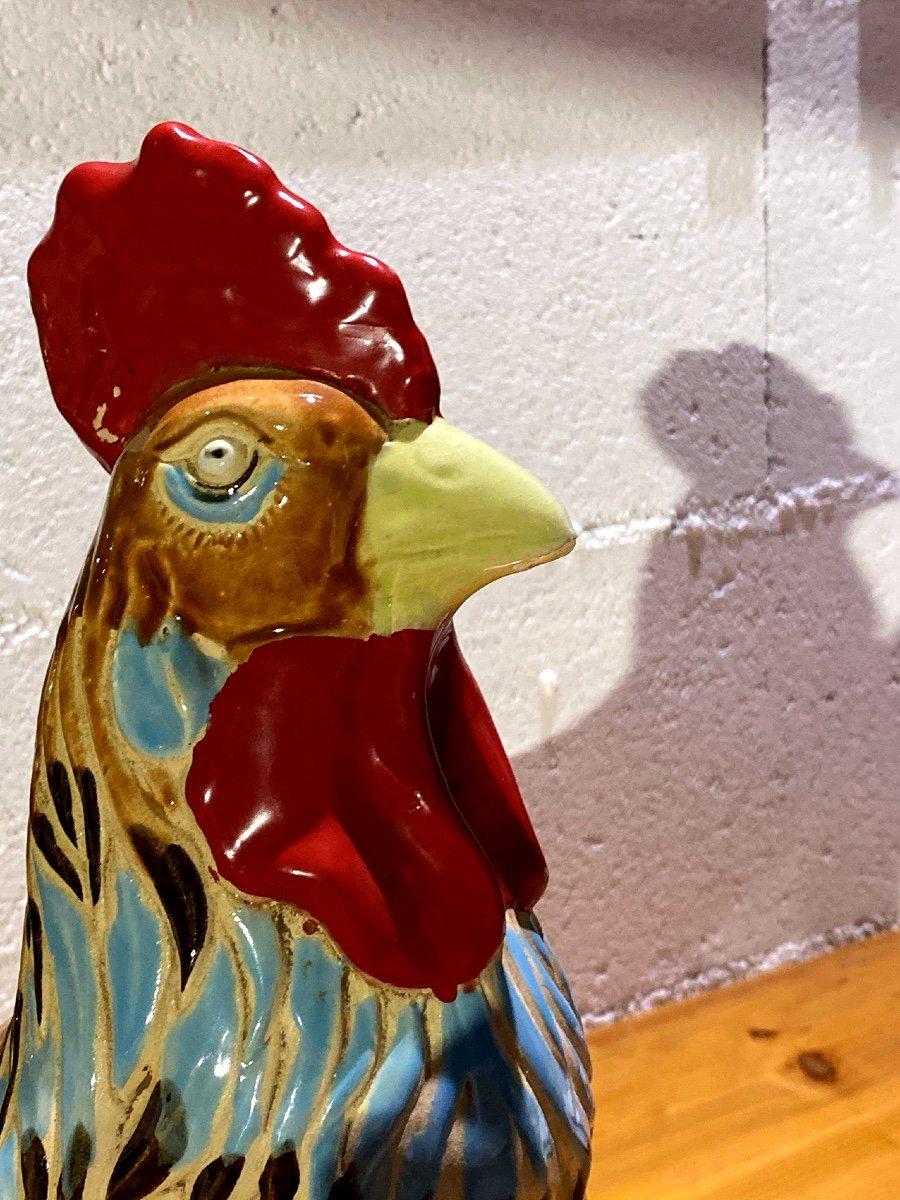 Majestic Rooster in Barbotine, Early 20th Century For Sale 3