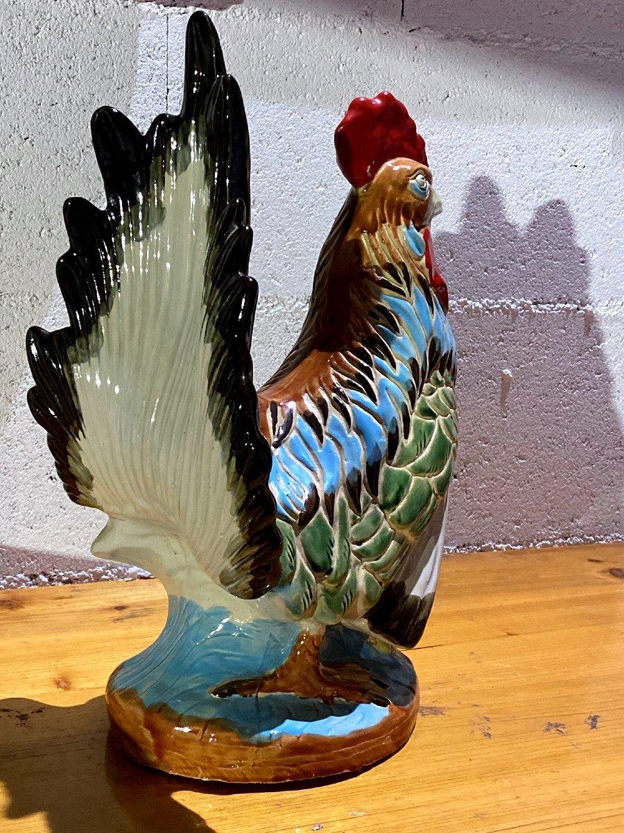 Majestic Rooster in Barbotine, Early 20th Century For Sale 4