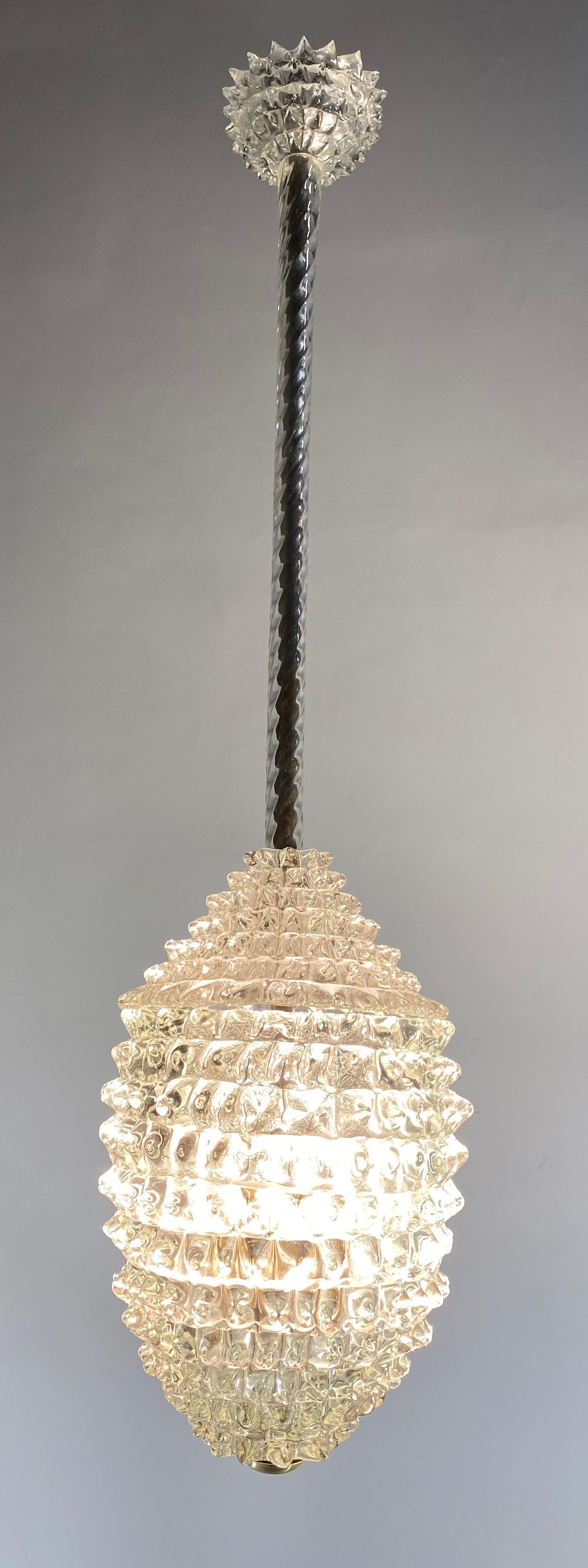 Majestic Rostrato Chandelier Pendant Lantern by Ercole Barovier, Murano, 1940 9