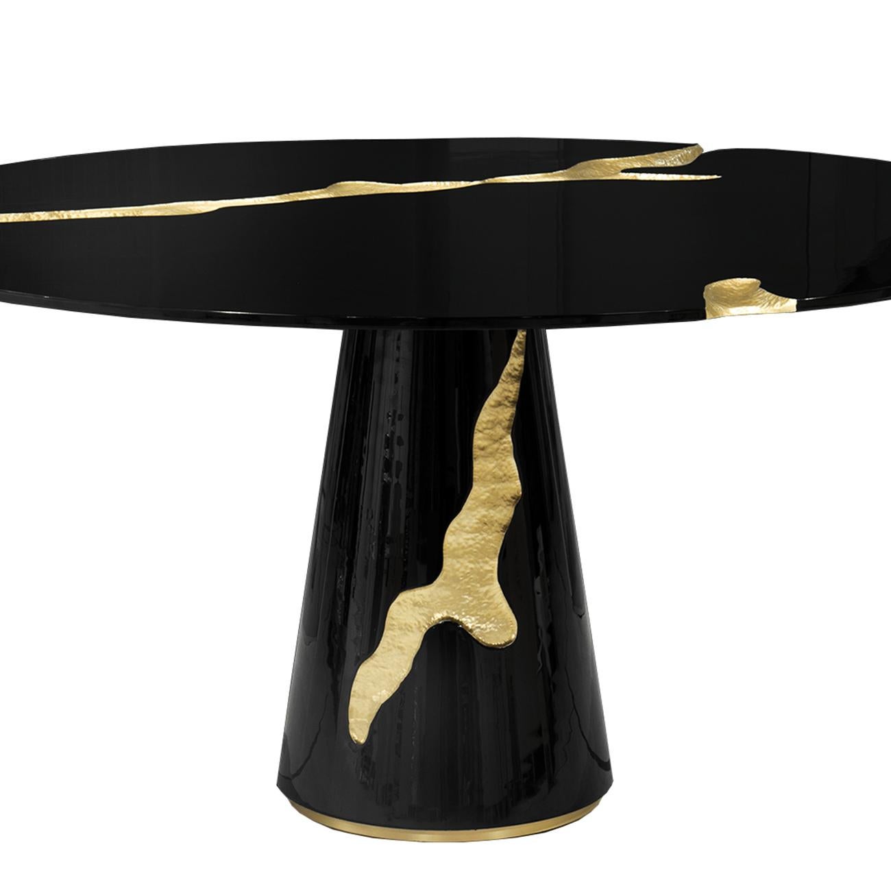 Portugais Majestueuse table de salle à manger ronde noire en vente