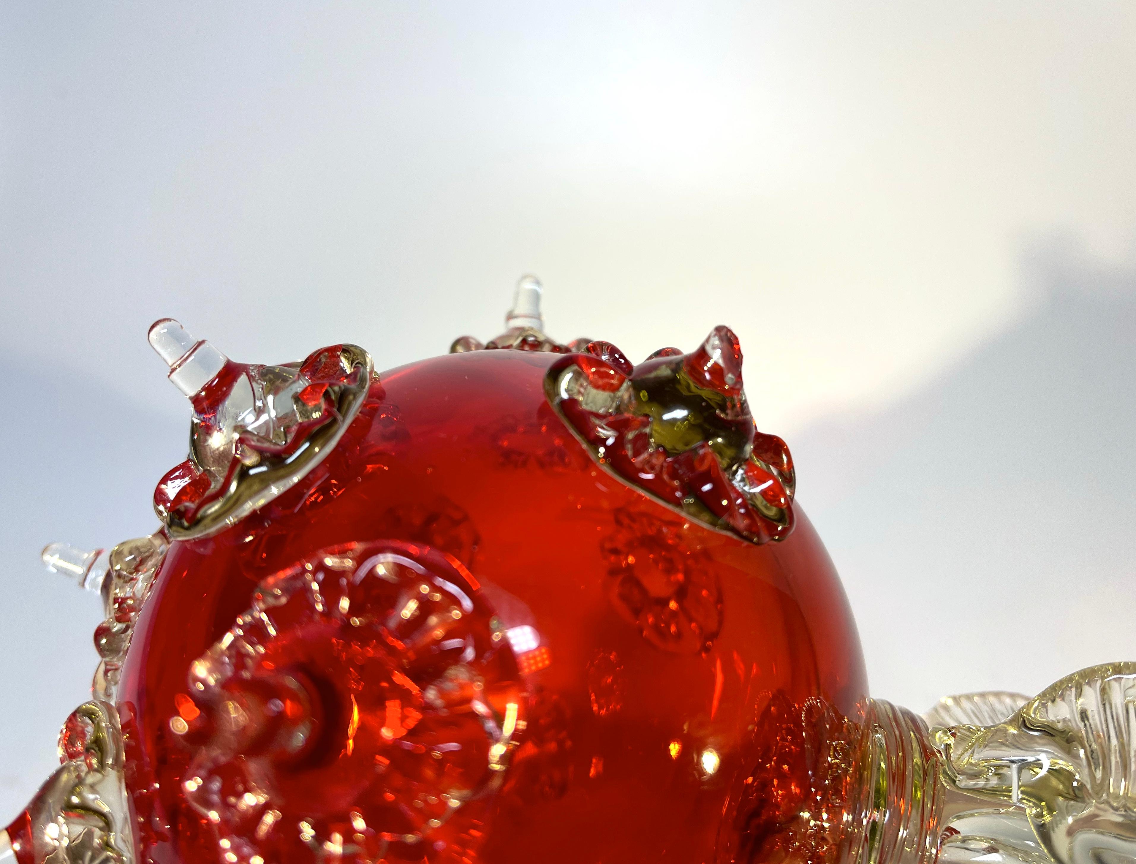 Majestätisches rubinrotes mundgeblasenes Murano-Glas Zepter des Monarchen im Angebot 2