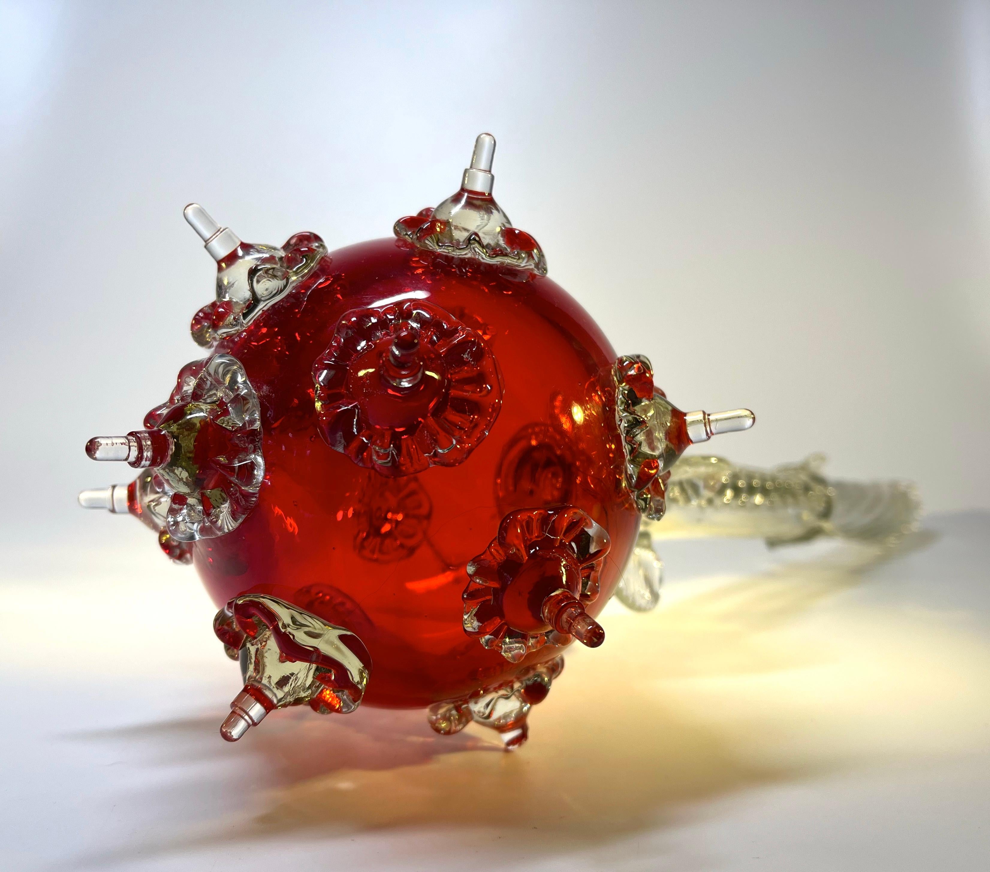 Majestic Ruby Red Hand Blown Murano Glass Monarch's Sceptre For Sale 3