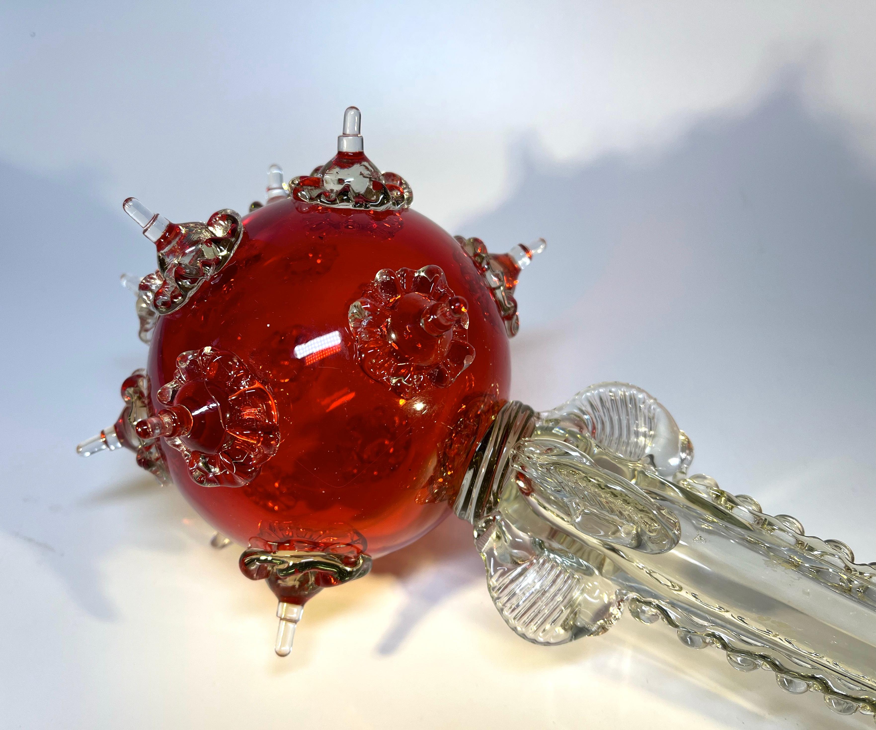 Mid-Century Modern Majestic Ruby Red Hand Blown Murano Glass Monarch's Sceptre For Sale