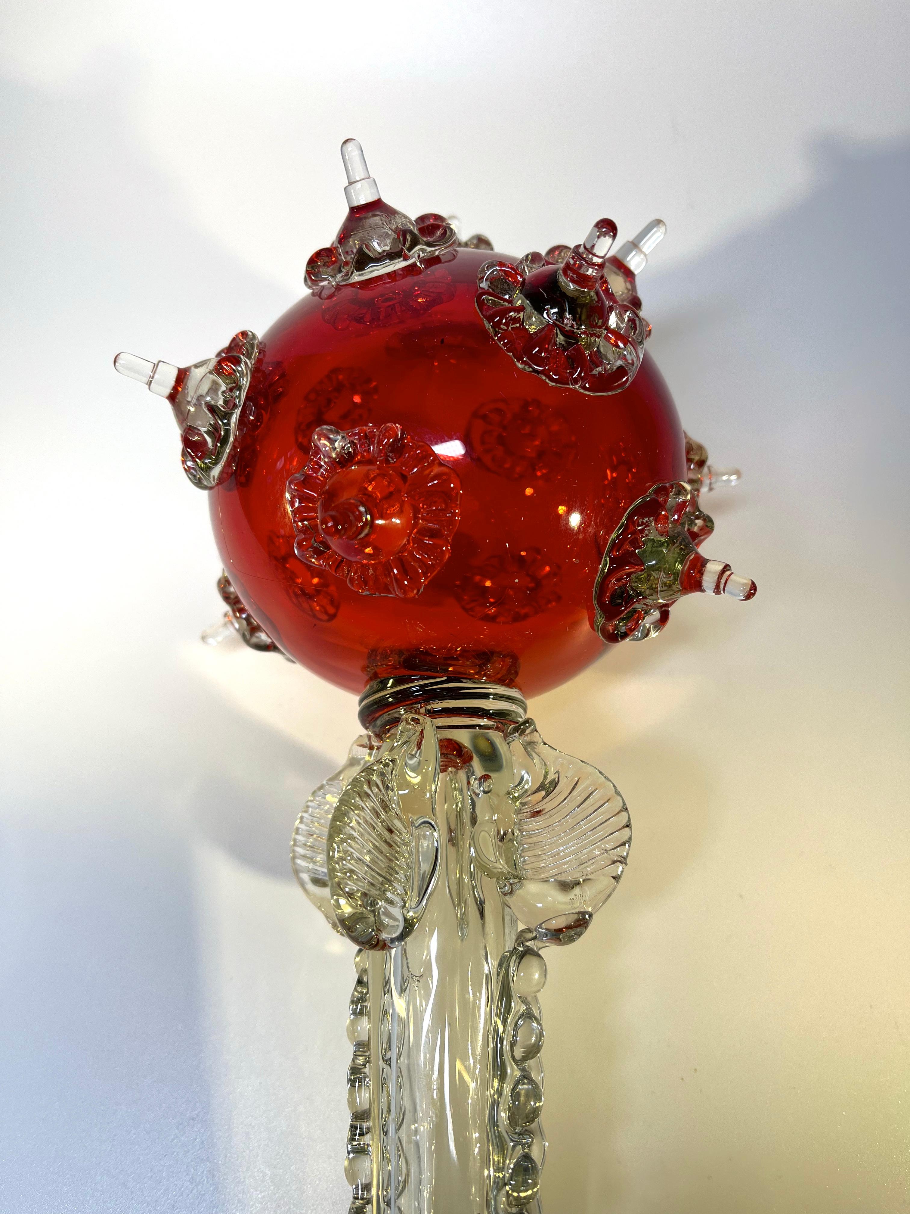 XX secolo Maestoso scettro del monarca in vetro di Murano soffiato a mano di colore rosso rubino in vendita