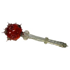 Majestueux sceptre de Monarch rouge rubis soufflé à la main en verre de Murano