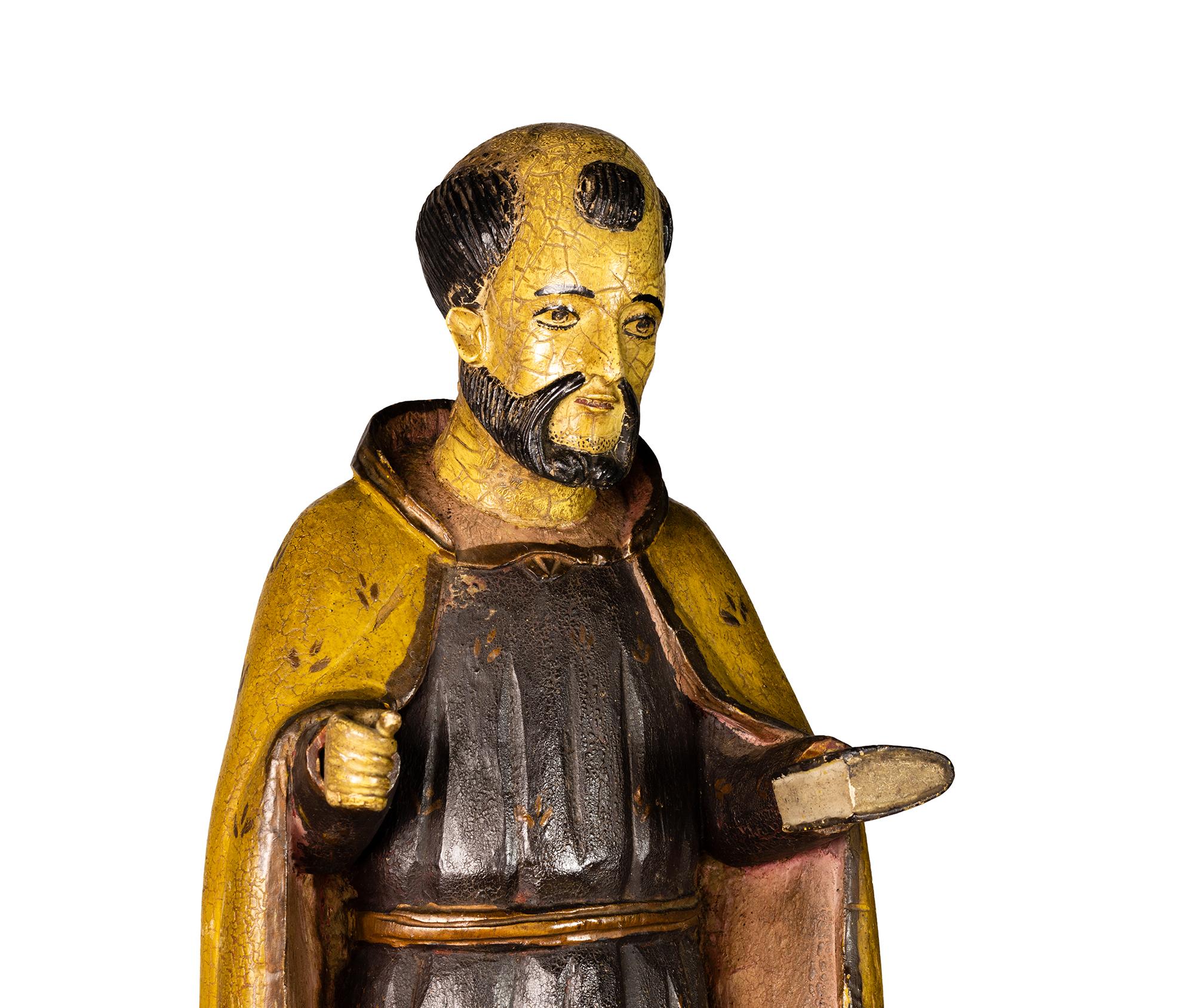 Intagliato Statua Majestic di San Benedetto, simbolo sacro di fede e guida, XX secolo in vendita