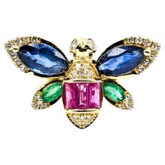 Anillo de zafiro majestuoso y oro de 14k
