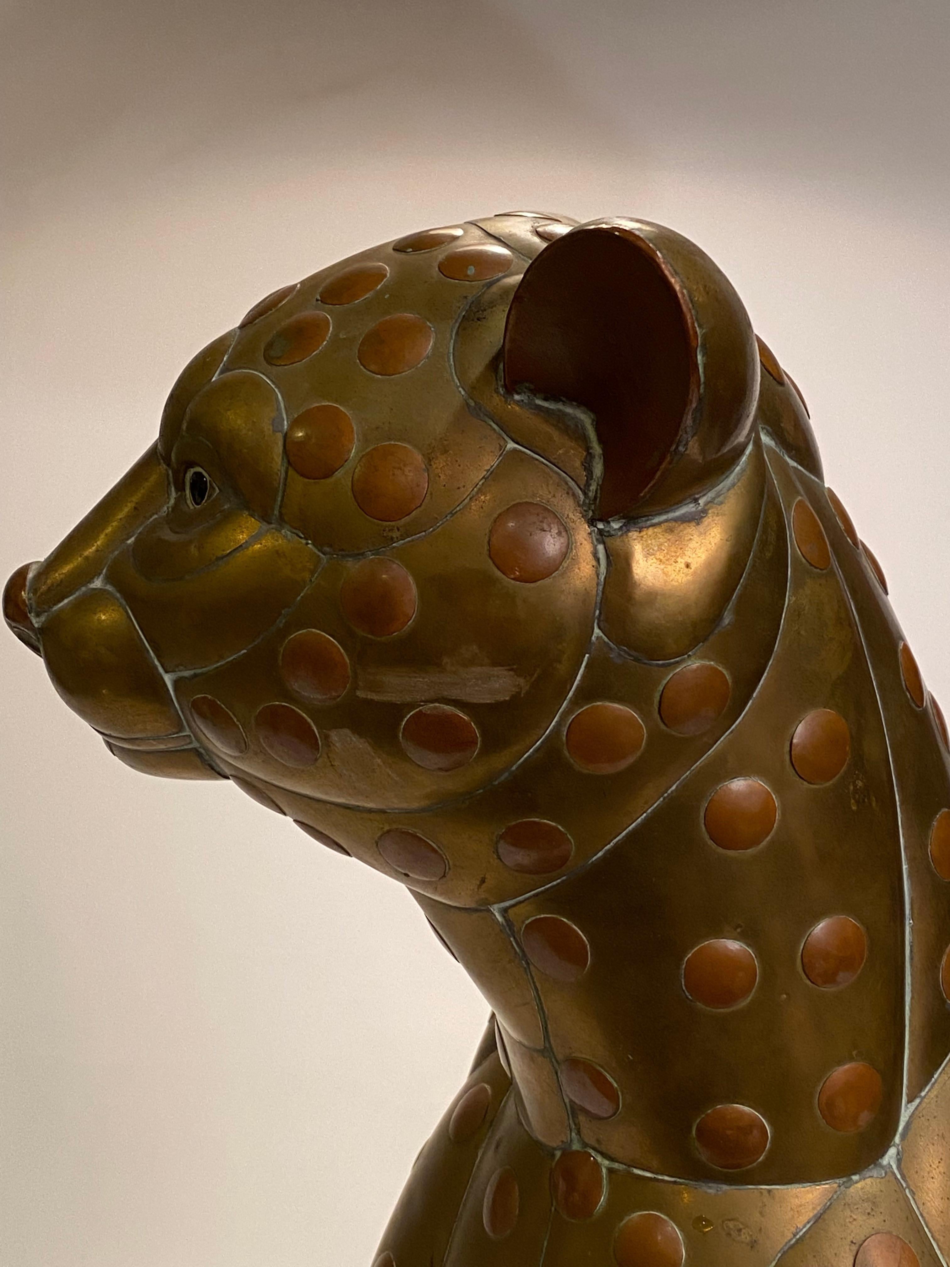 Majestic Sergio Bustamante Copper and Brass Cheetah Sculpture 2