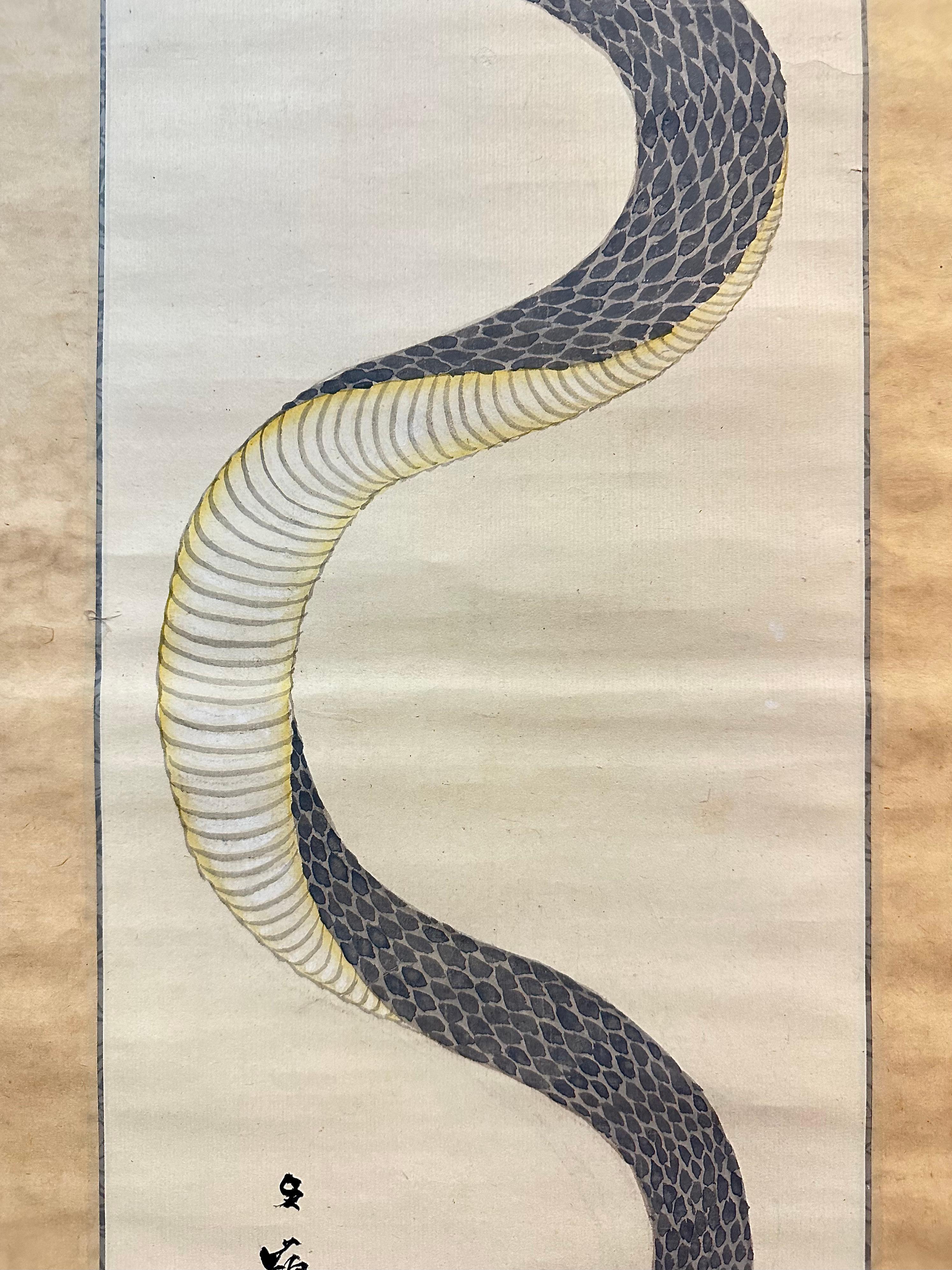Paper Majestic Serpent: Traditional Japanese Snake Scroll Painting
