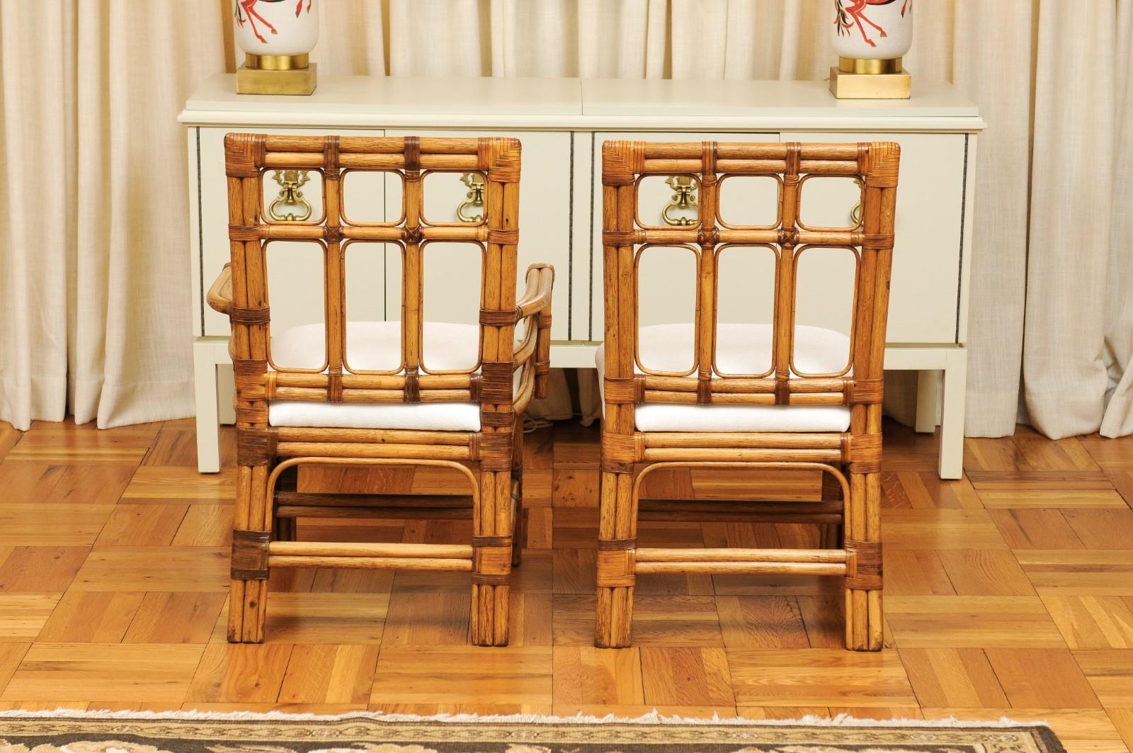 Leather Majestic Set of 12 Greene & Greene Inspired Chairs by Brown Jordan, circa 1980 For Sale
