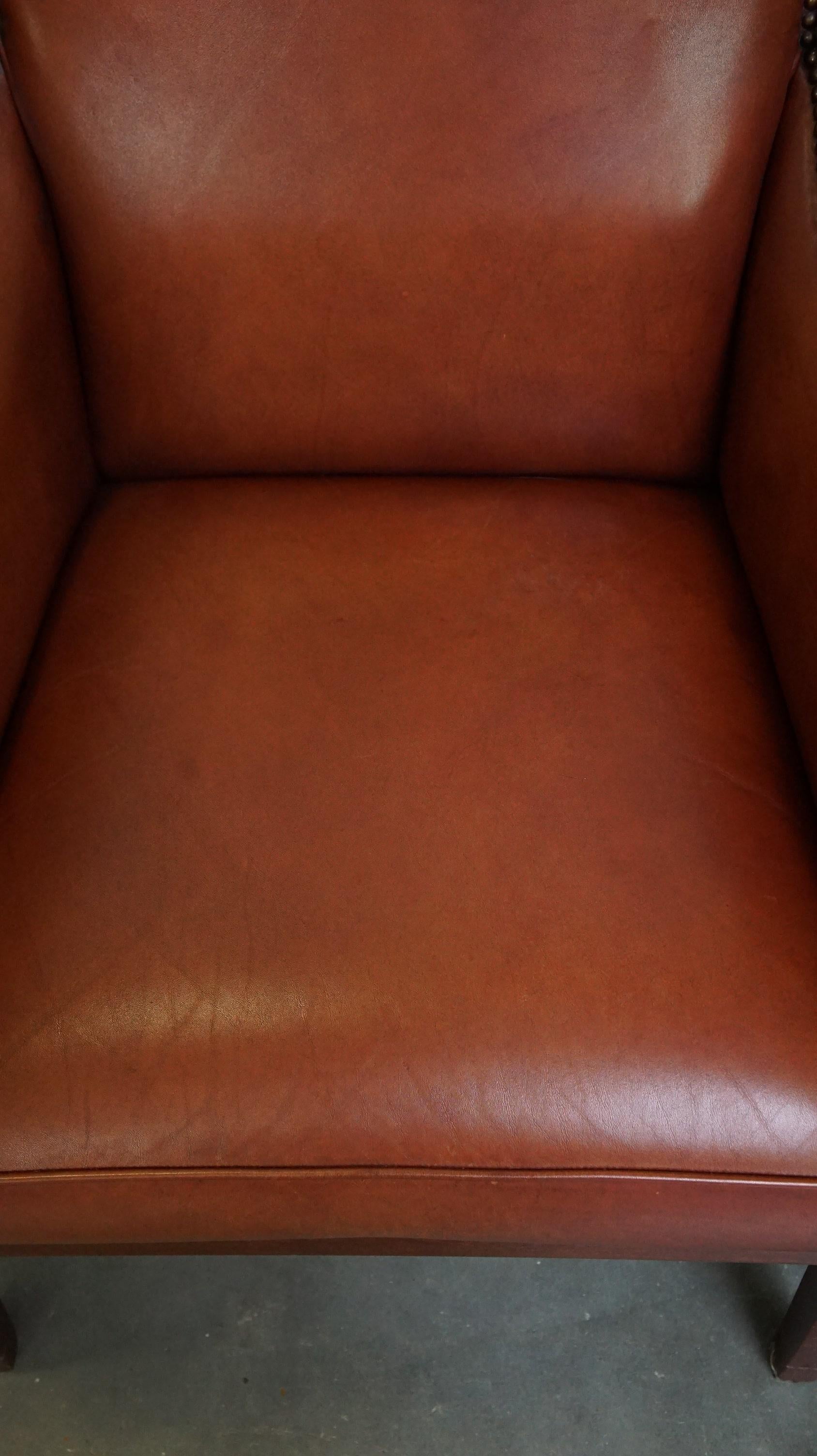 XX secolo Majestic, set di 4 poltrone in pelle di mucca color cognac dal design Art Deco in vendita