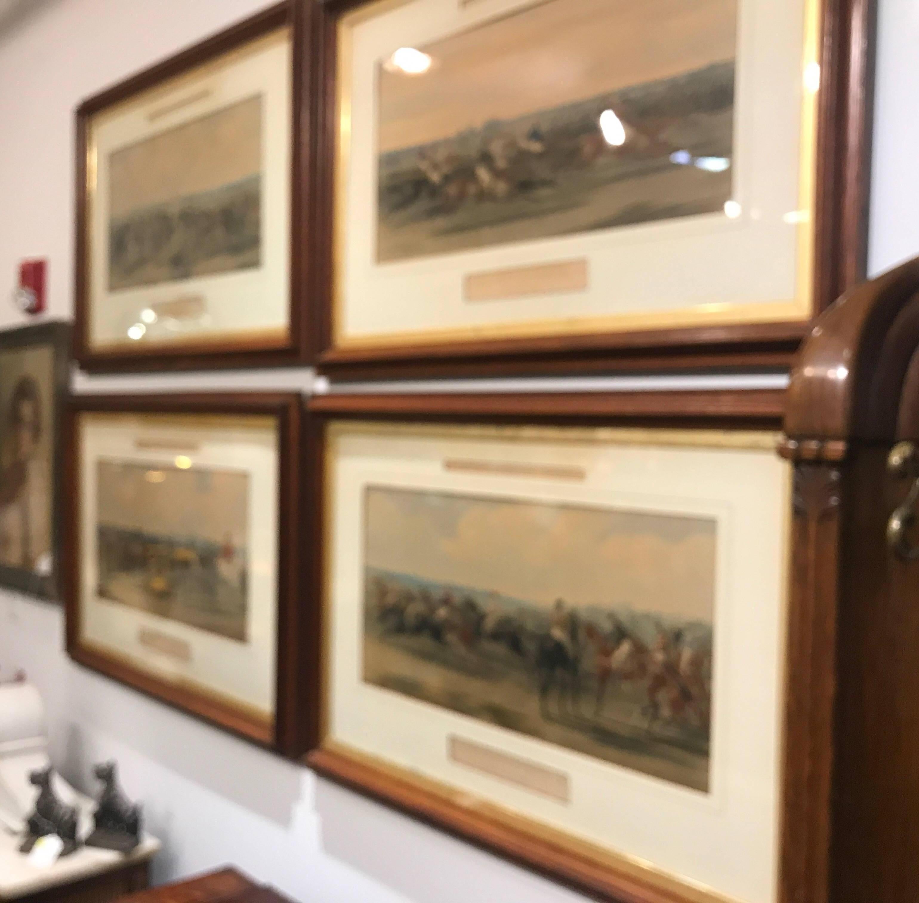 Majestic Set of Four English Hand Colored Framed Equestrian Engravings 7
