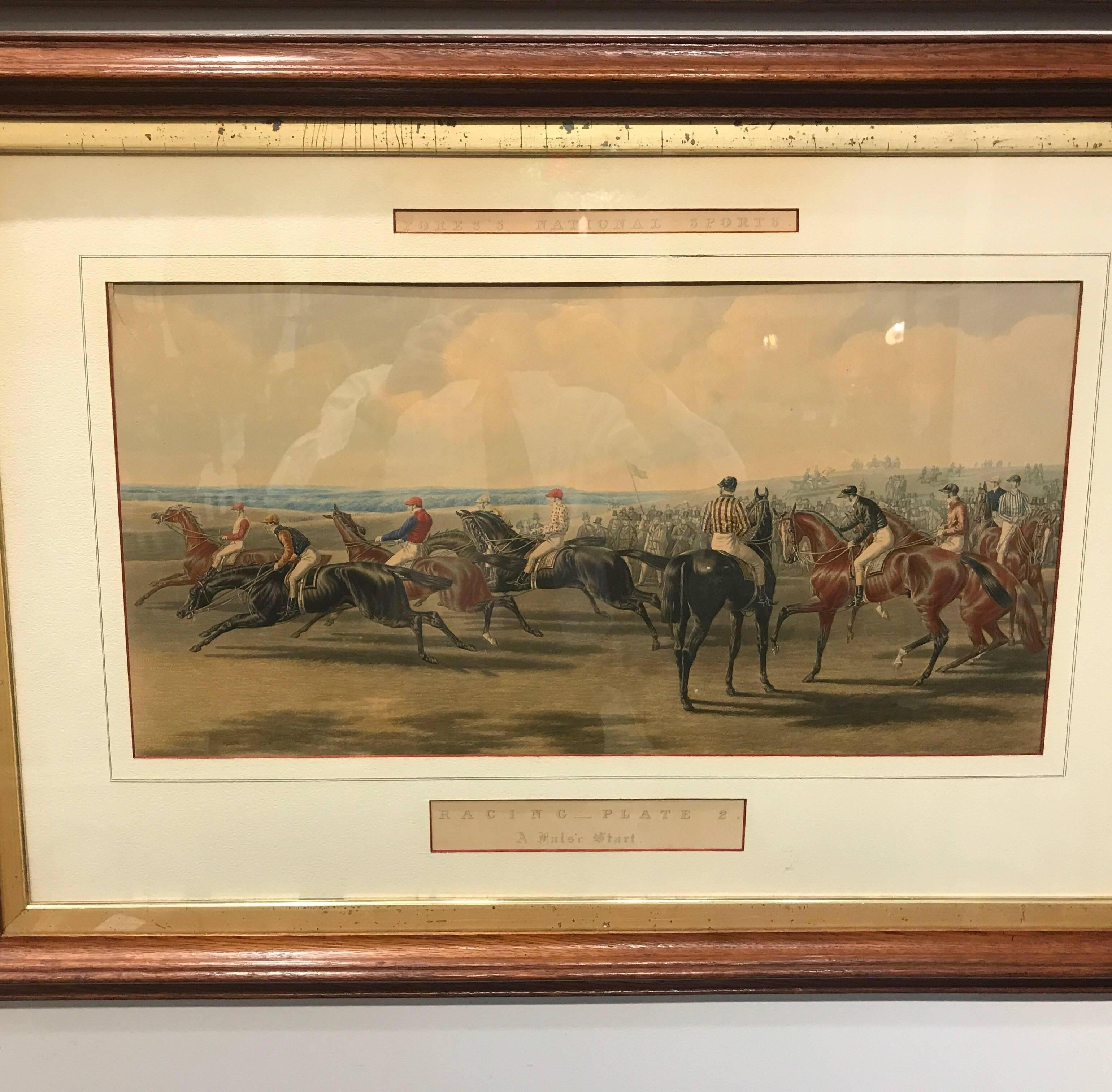 19th Century Majestic Set of Four English Hand Colored Framed Equestrian Engravings