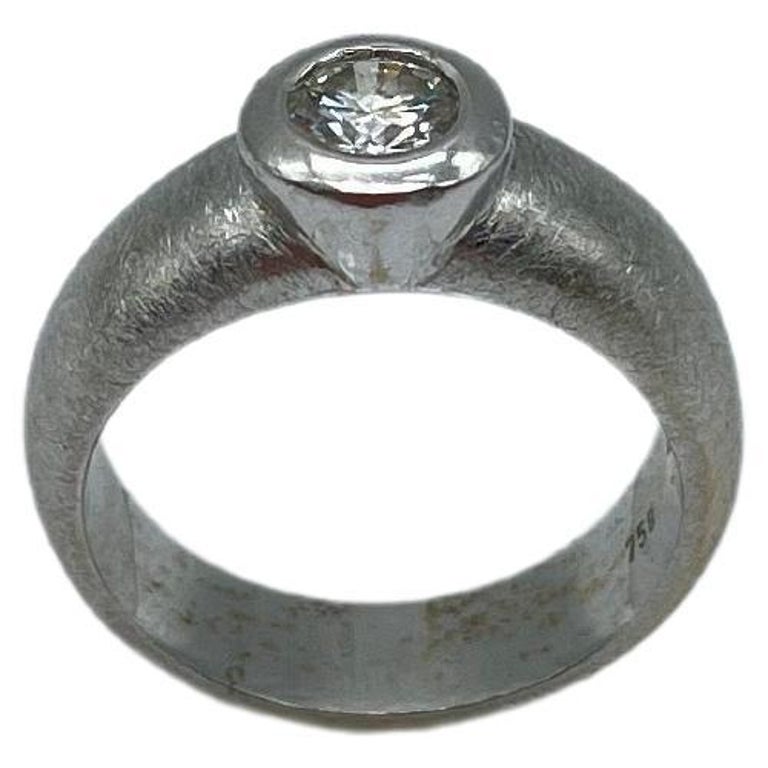 Bague Or 18 Carats Solitaire Diamant 0,60 Carat - Occasion - Taille 54 - Or Blanc
