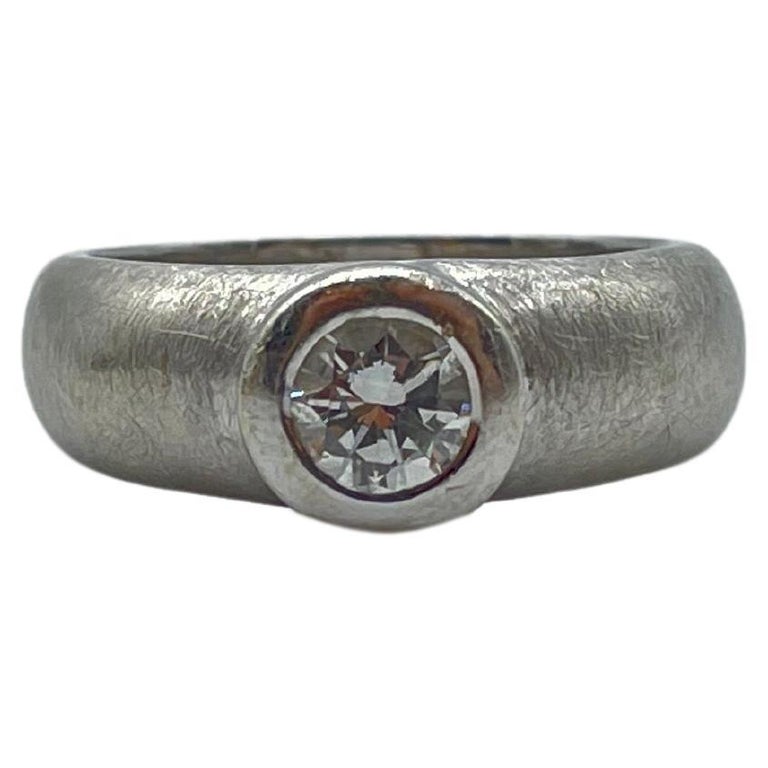 Bague Or 18 Carats Solitaire Diamant 0,60 Carat - Occasion - Taille 54 - Or Blanc