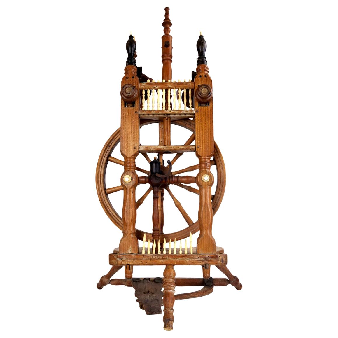 Majestic Spinning Wheel Made of Ebony Wood For Sale
