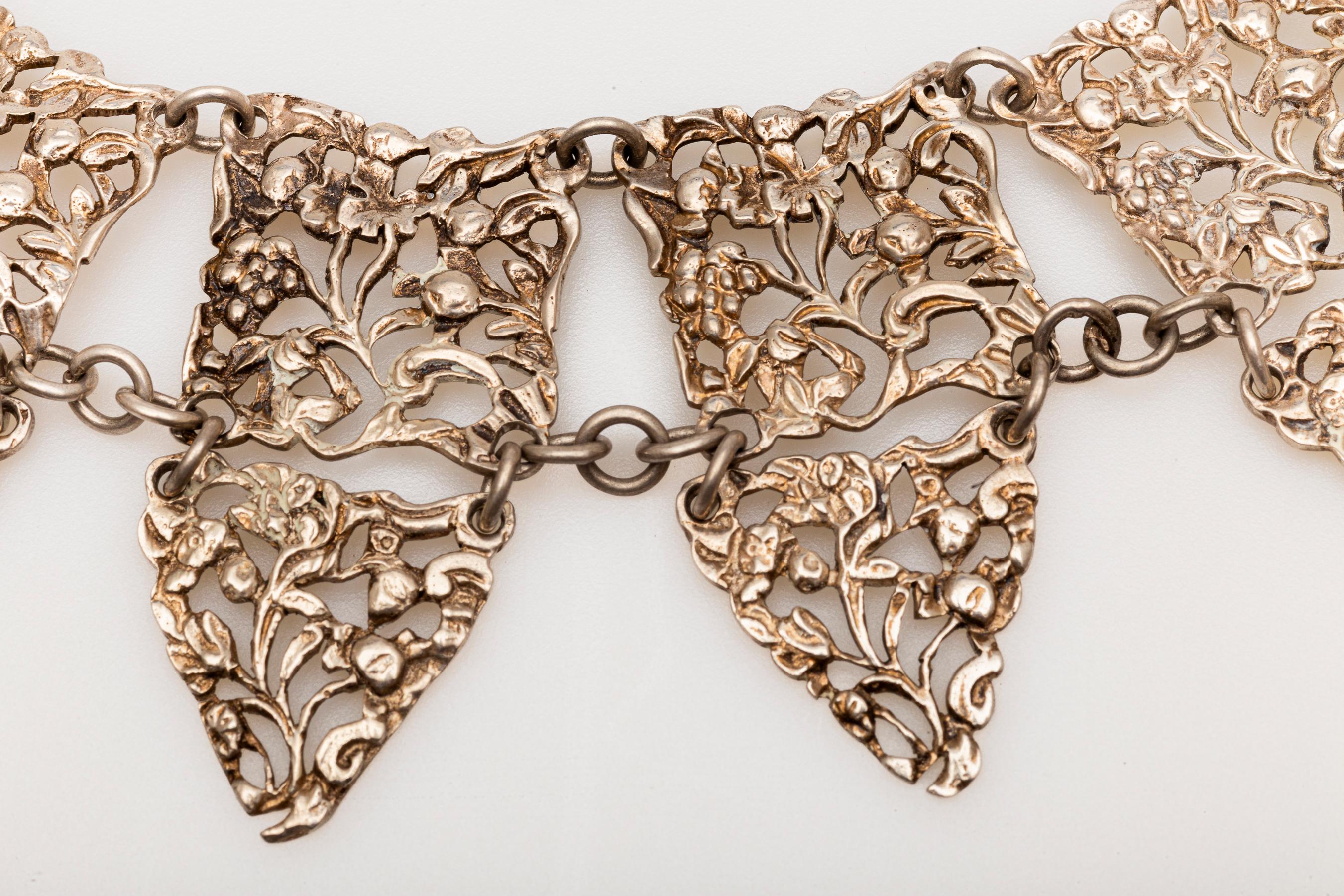 Majestuoso collar Art Nouveau de plata de ley c. 1910 en venta 1