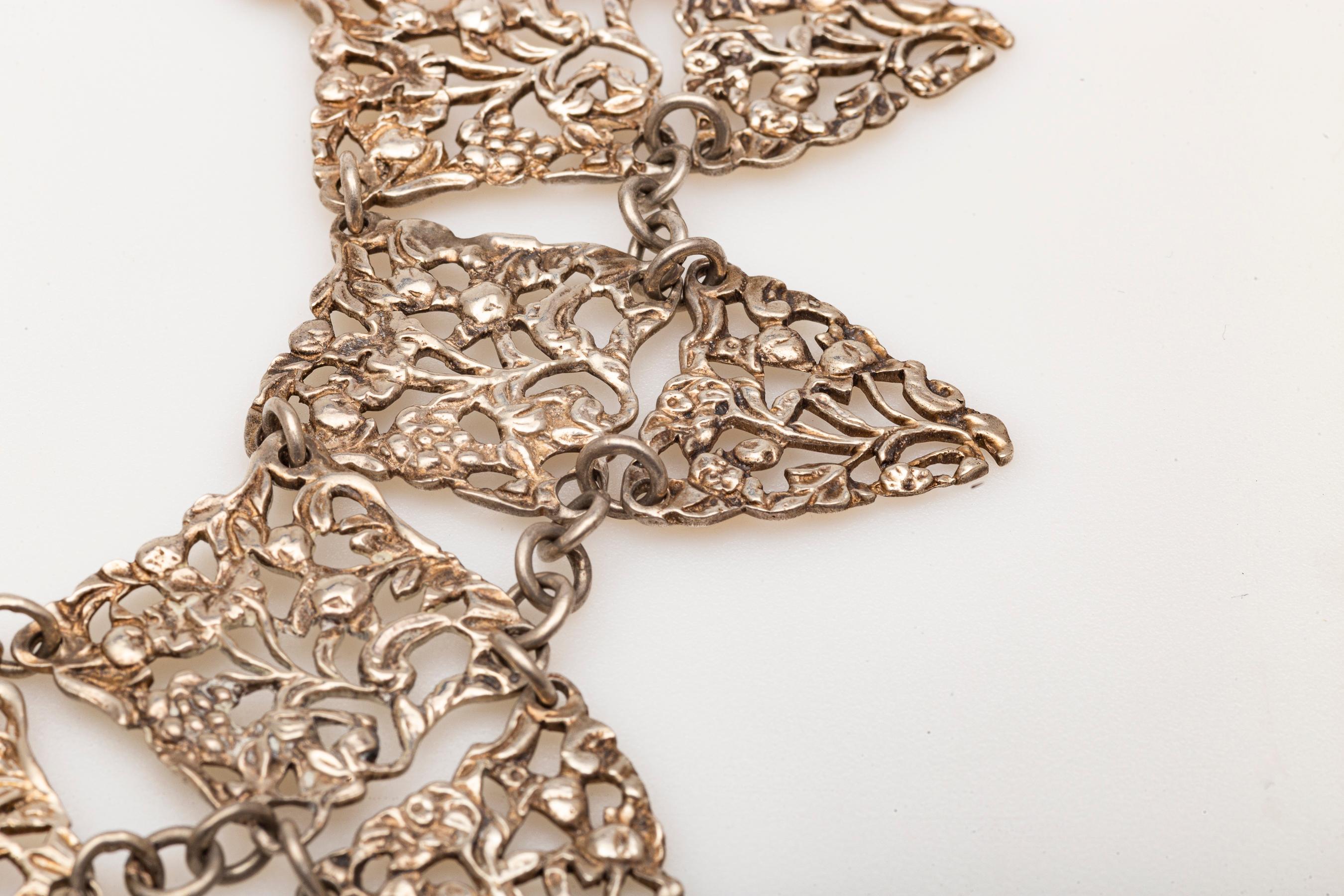 Majestuoso collar Art Nouveau de plata de ley c. 1910 en venta 2