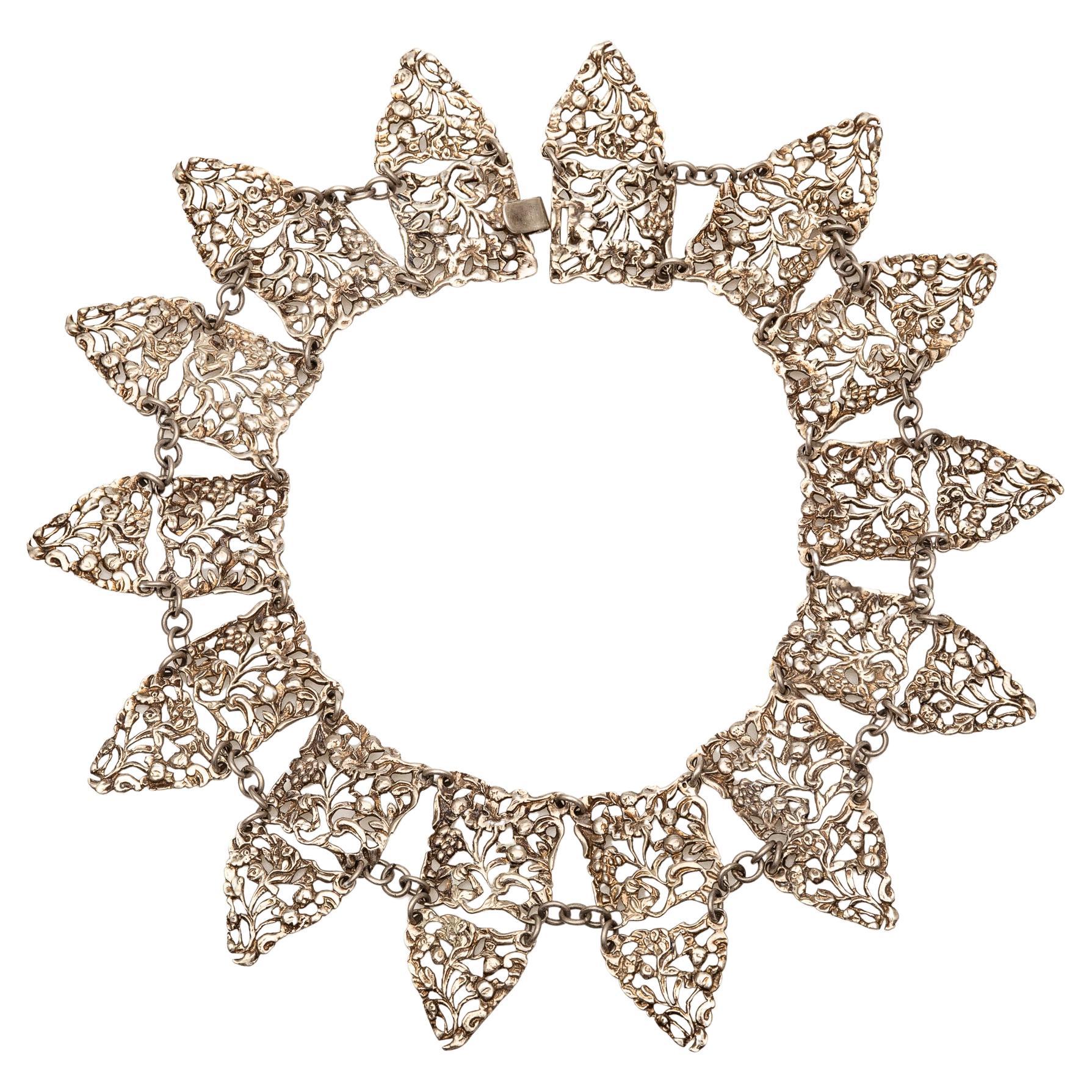 Majestuoso collar Art Nouveau de plata de ley c. 1910 en venta