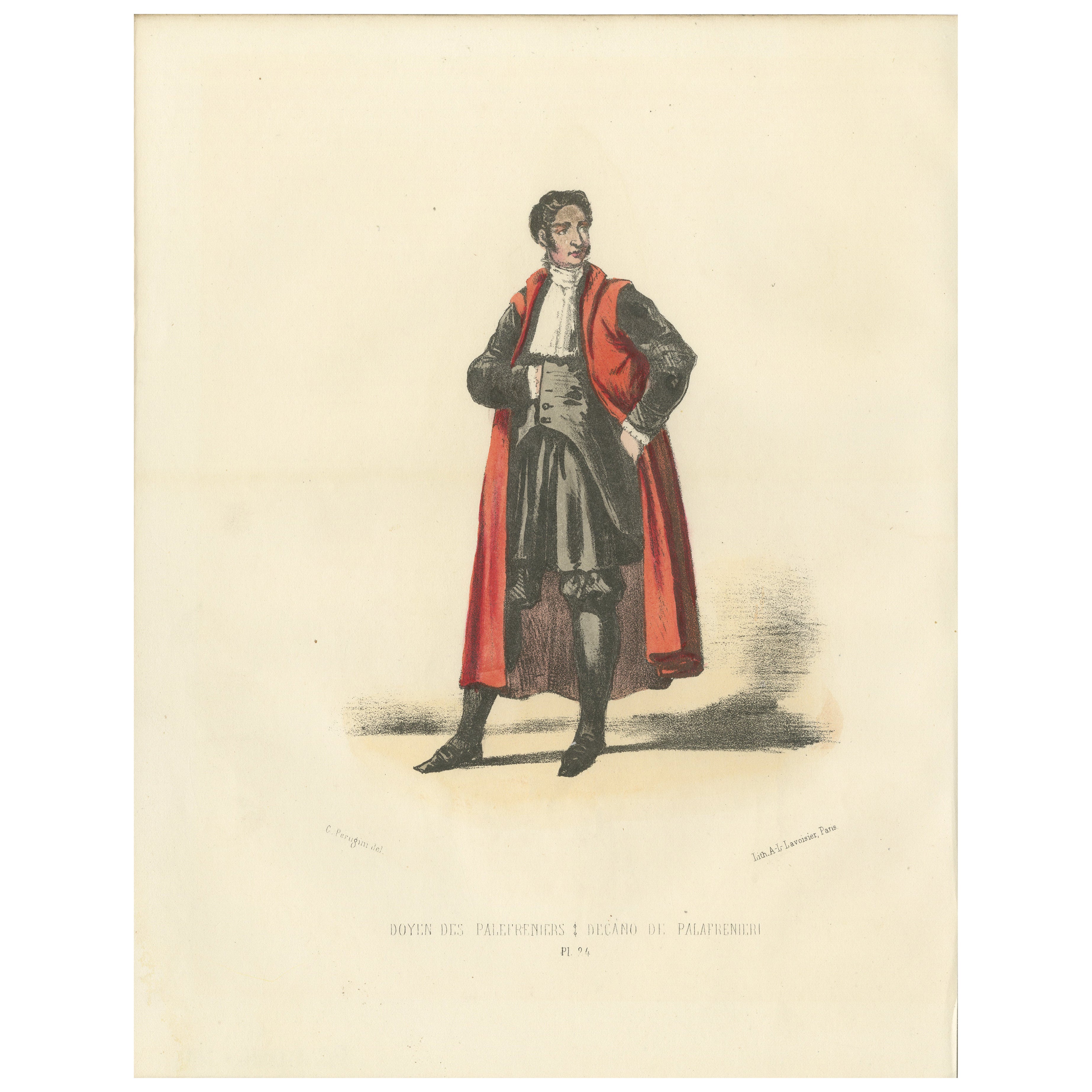 Majestic Steward: Handcolored Print of the Dean of Palfreniers, Plate 94, 1862