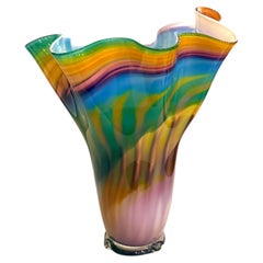 Majestic Studio Mouthblown Glass Fazoletto Tall Vase Murano Italy