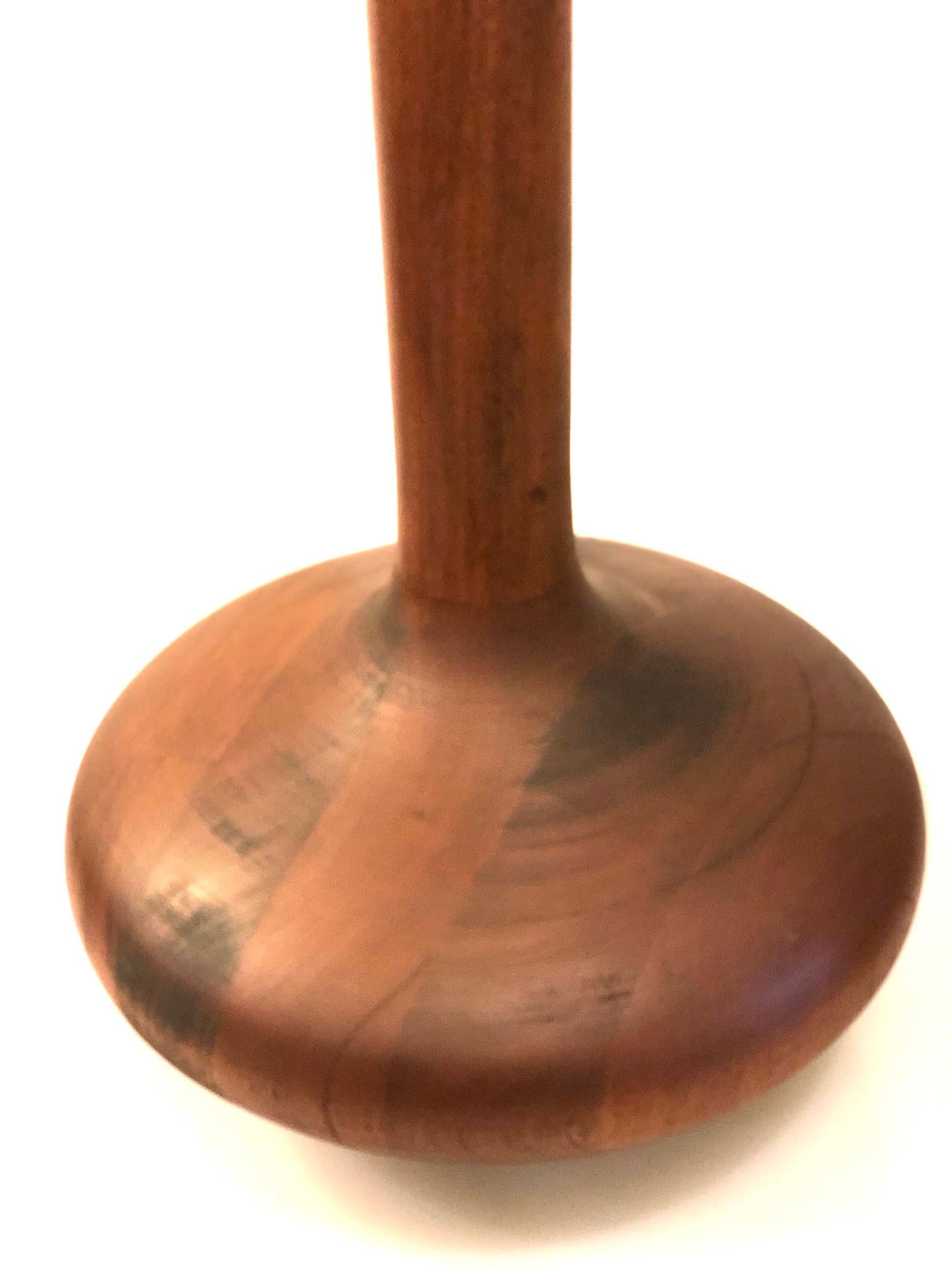 Majestic Tall Danish Modern Solid Mahogany Table Lamp In Good Condition In San Diego, CA
