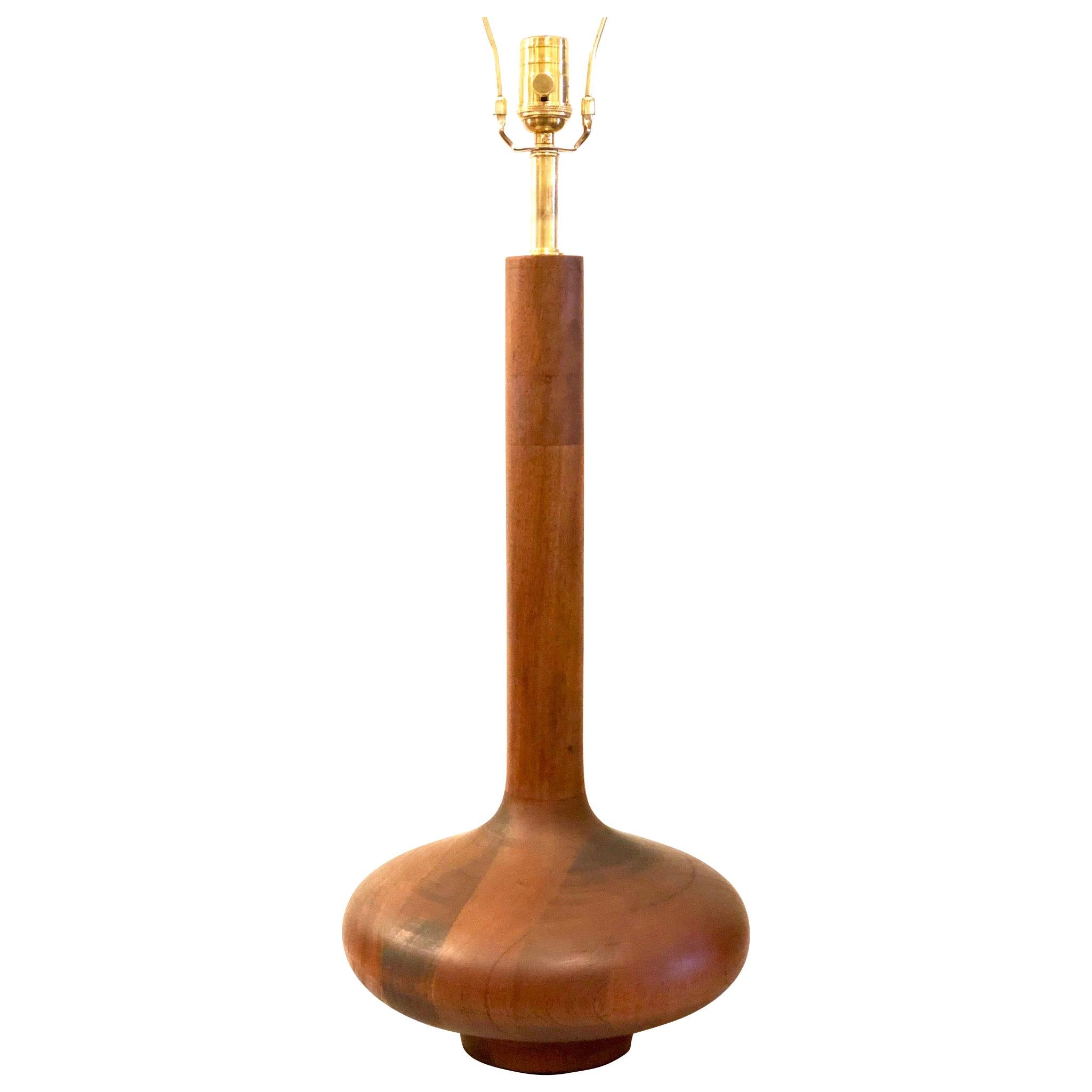 Majestic Tall Danish Modern Solid Mahogany Table Lamp