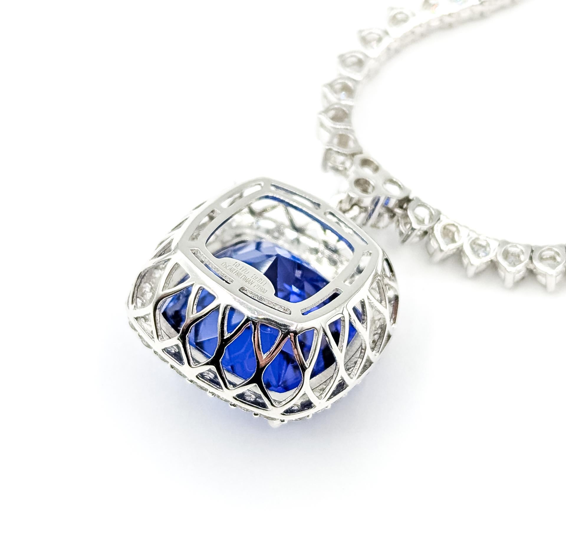 Majestuoso Collar de Tenis con Gota de Tanzanita y Diamantes en Platino en venta 4
