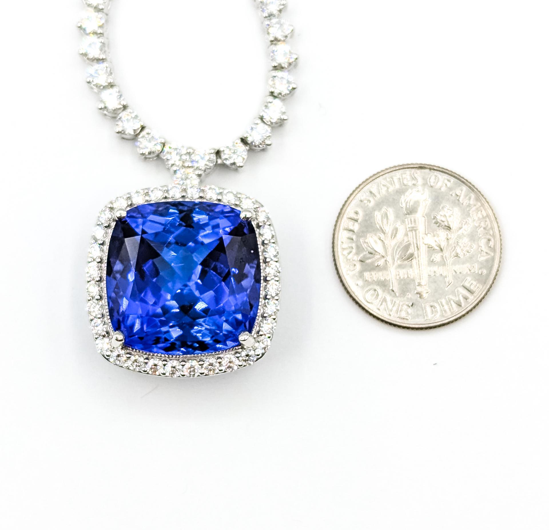 Majestuoso Collar de Tenis con Gota de Tanzanita y Diamantes en Platino en venta 6
