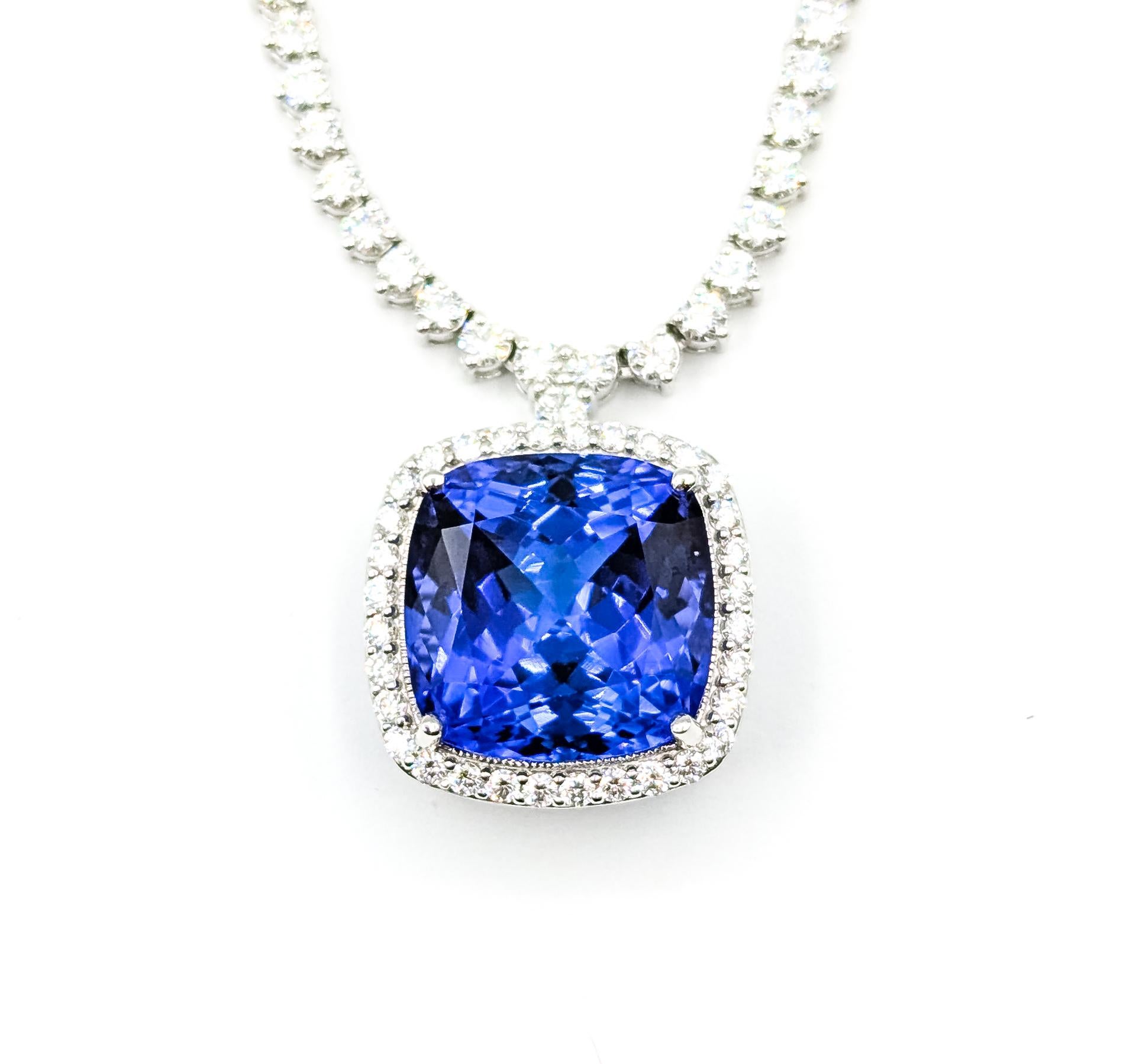 Majestuoso Collar de Tenis con Gota de Tanzanita y Diamantes en Platino en venta 8