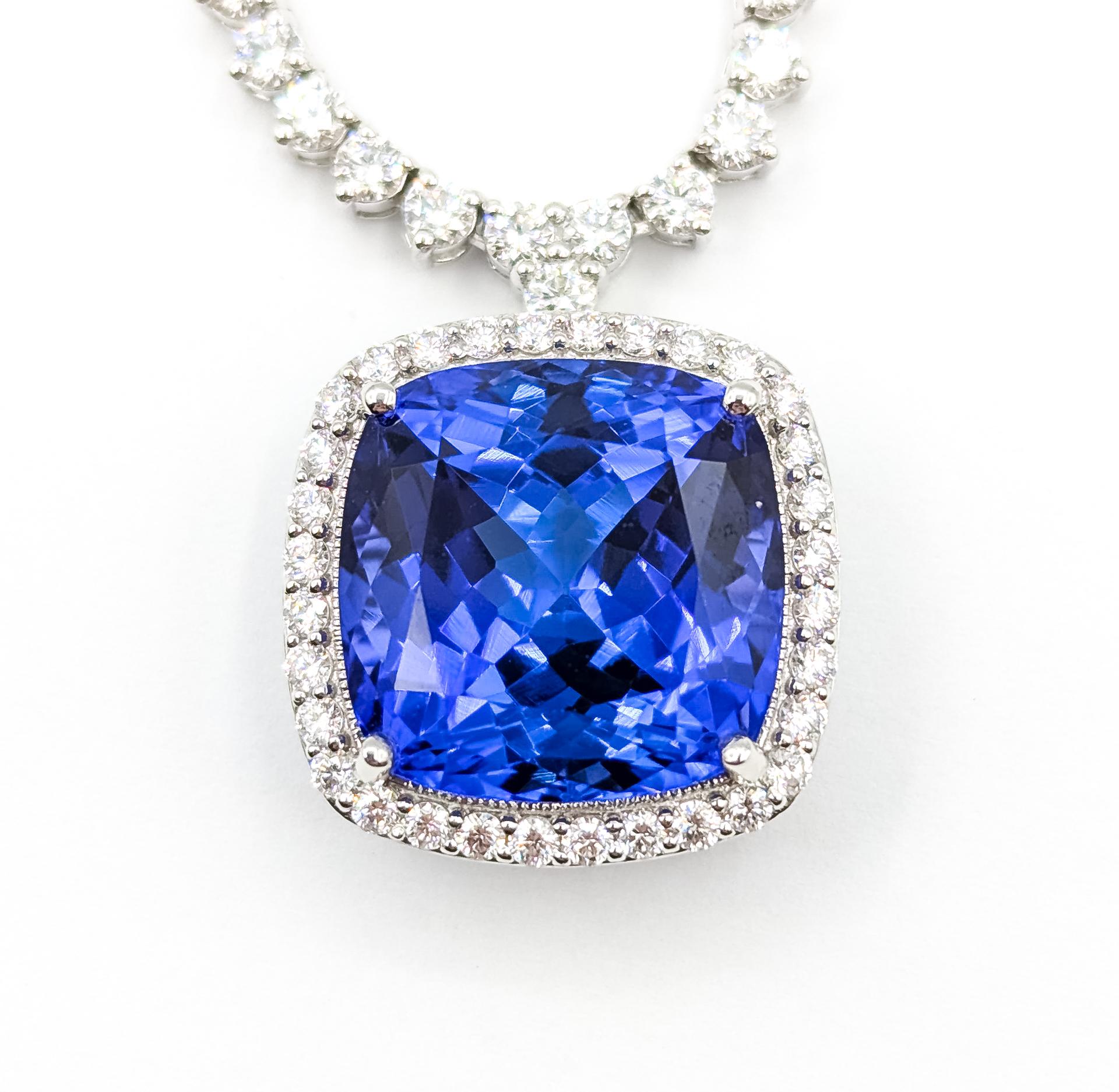 De las mujeres Majestuoso Collar de Tenis con Gota de Tanzanita y Diamantes en Platino en venta