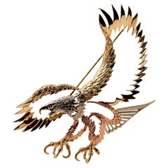 Majestic Tricolor Yellow, White, and Rose Gold Eagle Pin