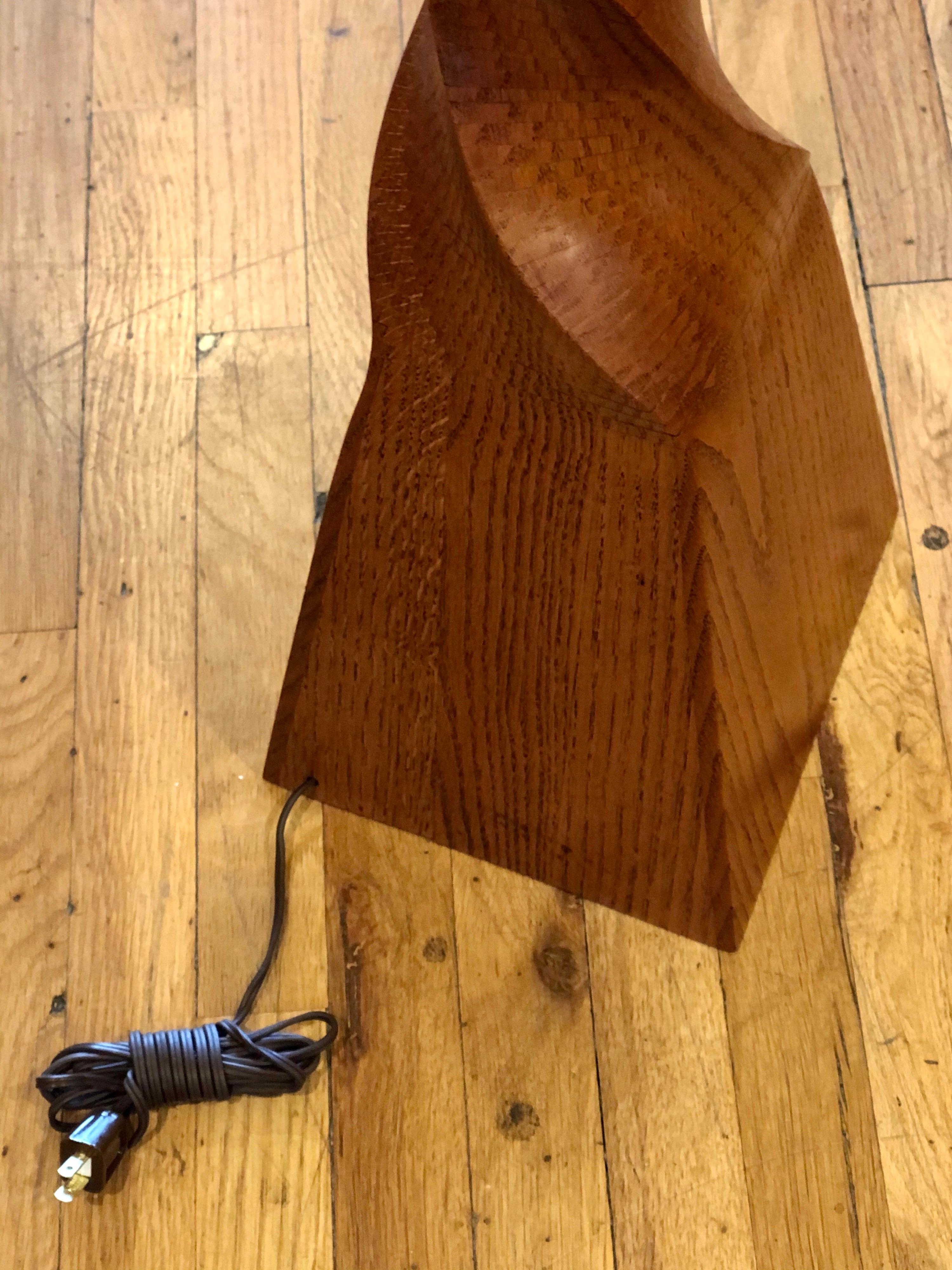 20th Century Majestic Unique Twisted Sculpted Wood Floor Lamp 